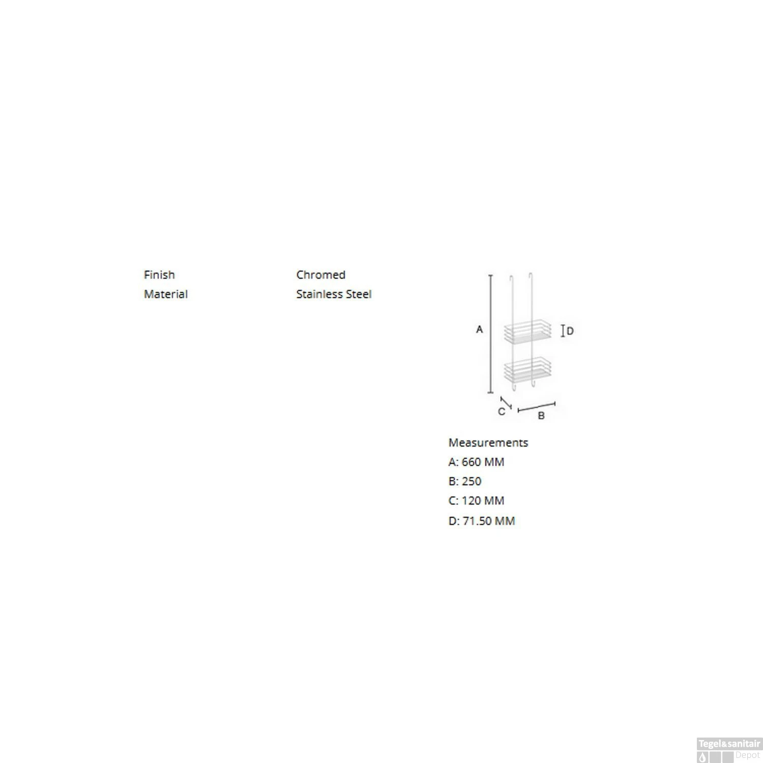 Douchedraadkorf Smedbo Xtra Dubbel Ophangbaar Chroom 4 Douchedraadkorf Smedbo Xtra Dubbel Ophangbaar Chroom - Afbeelding 2