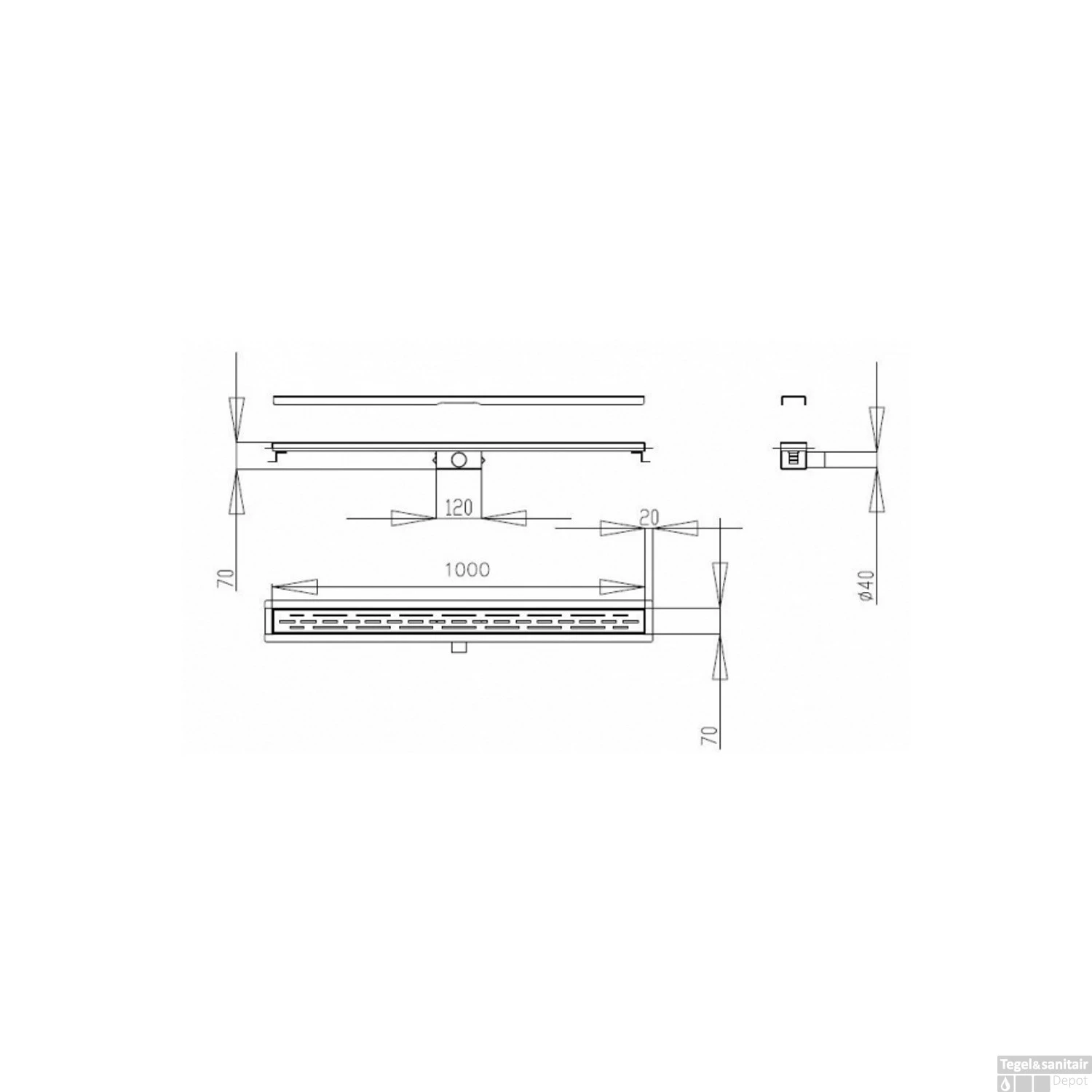Douchegoot Best Design Nancy Met Flens 100x7x7 Cm RVS Mat Goud 5 Douchegoot Best Design Nancy Met Flens 100x7x7 Cm RVS Mat Goud - Afbeelding 3