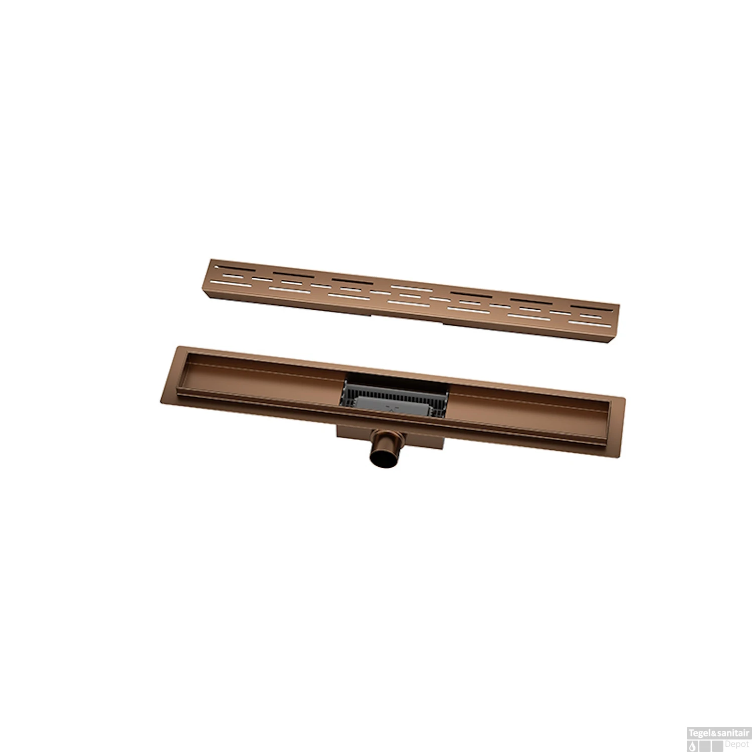 Douchegoot Wiesbaden Met Flens 80x7cm 6.7cm Diep Geborsteld Koper - Afbeelding 3