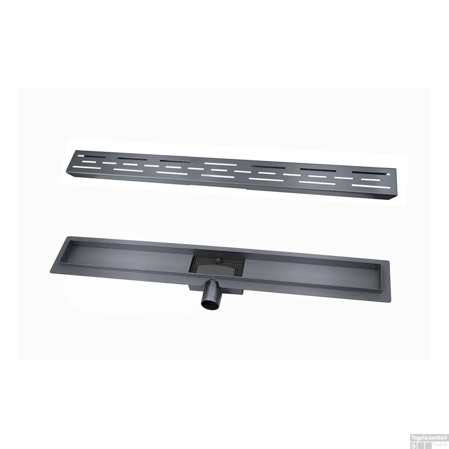 Douchegoot Wiesbaden Met Flens 80x7cm 6.7cm Diep Gunmetal 4 Douchegoot Wiesbaden Met Flens 80x7cm 6.7cm Diep Gunmetal - Afbeelding 2