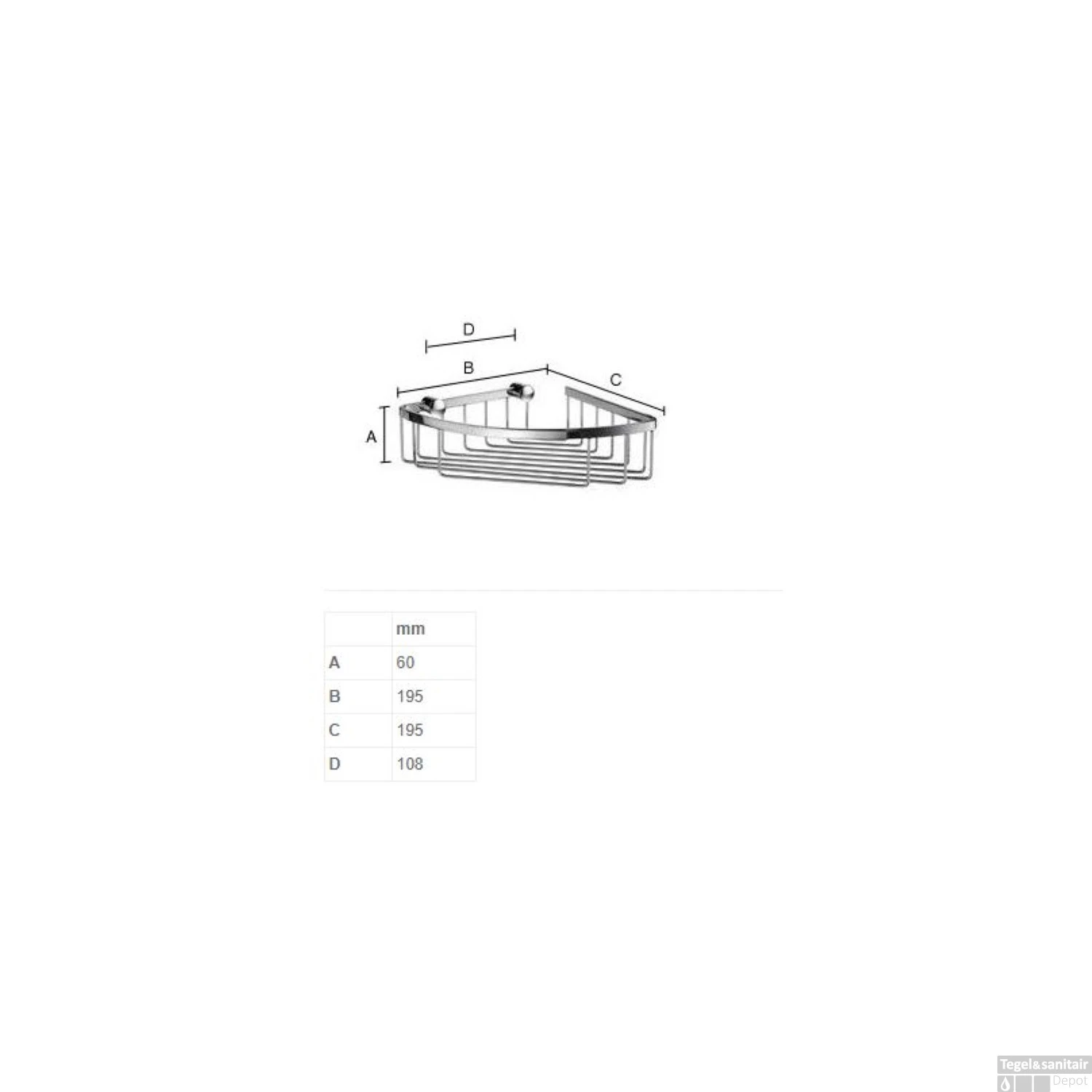 Douchekorf Smedbo Sideline Hoek 19,5x19,5 Cm Mat Chroom - Afbeelding 2