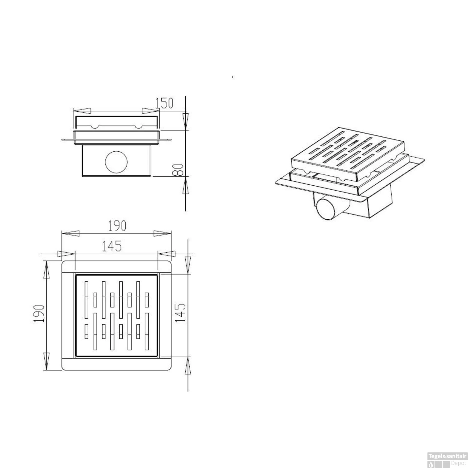 Doucheput Best Design N-Square Met Flens 15x15x7.7cm RVS 5 Doucheput Best Design N-Square Met Flens 15x15x7.7cm RVS - Afbeelding 3