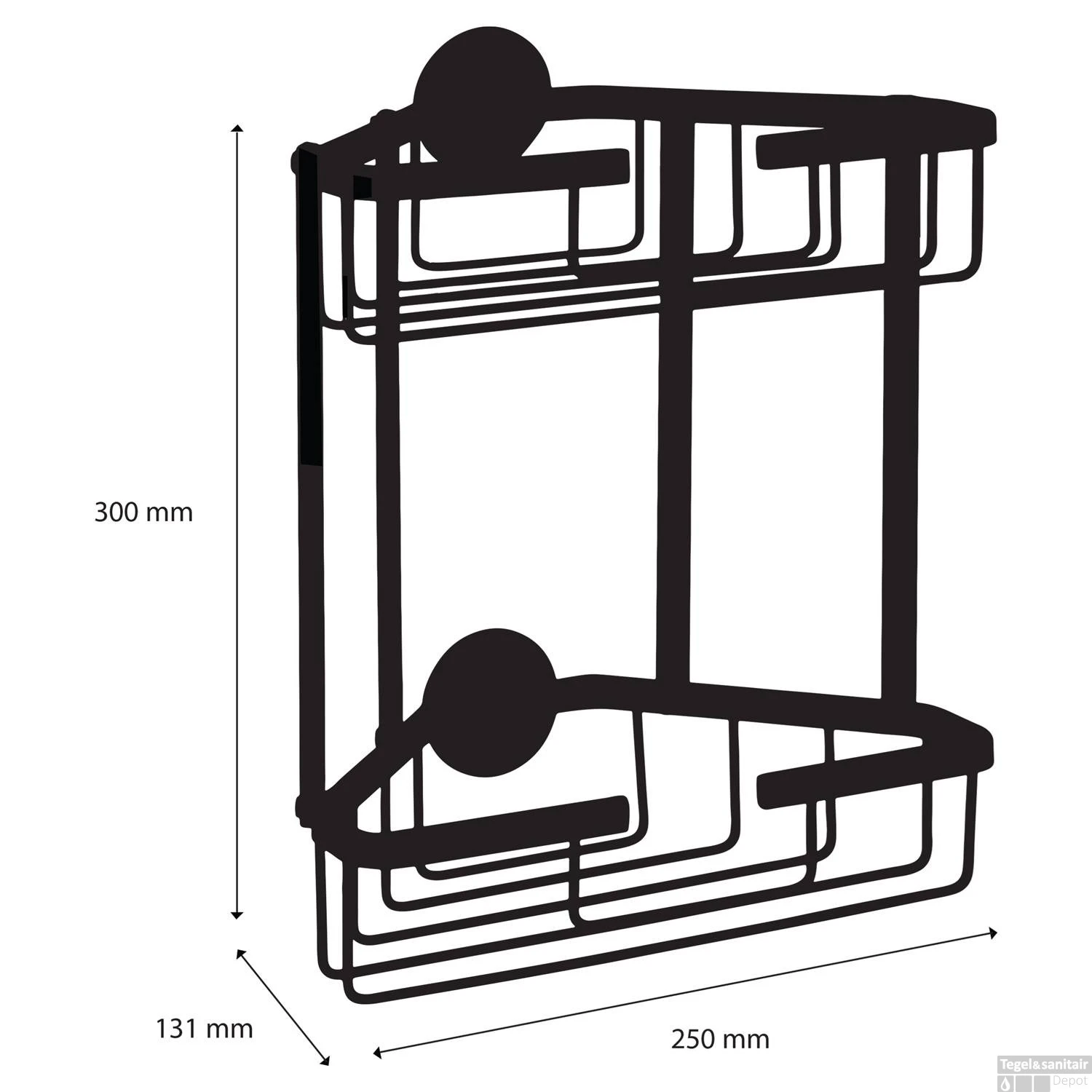 Doucherek Differnz Driehoek 2 Laags 25x30x13.1 Cm Zwart 5 Doucherek Differnz Driehoek 2 Laags 25x30x13.1 Cm Zwart - Afbeelding 3