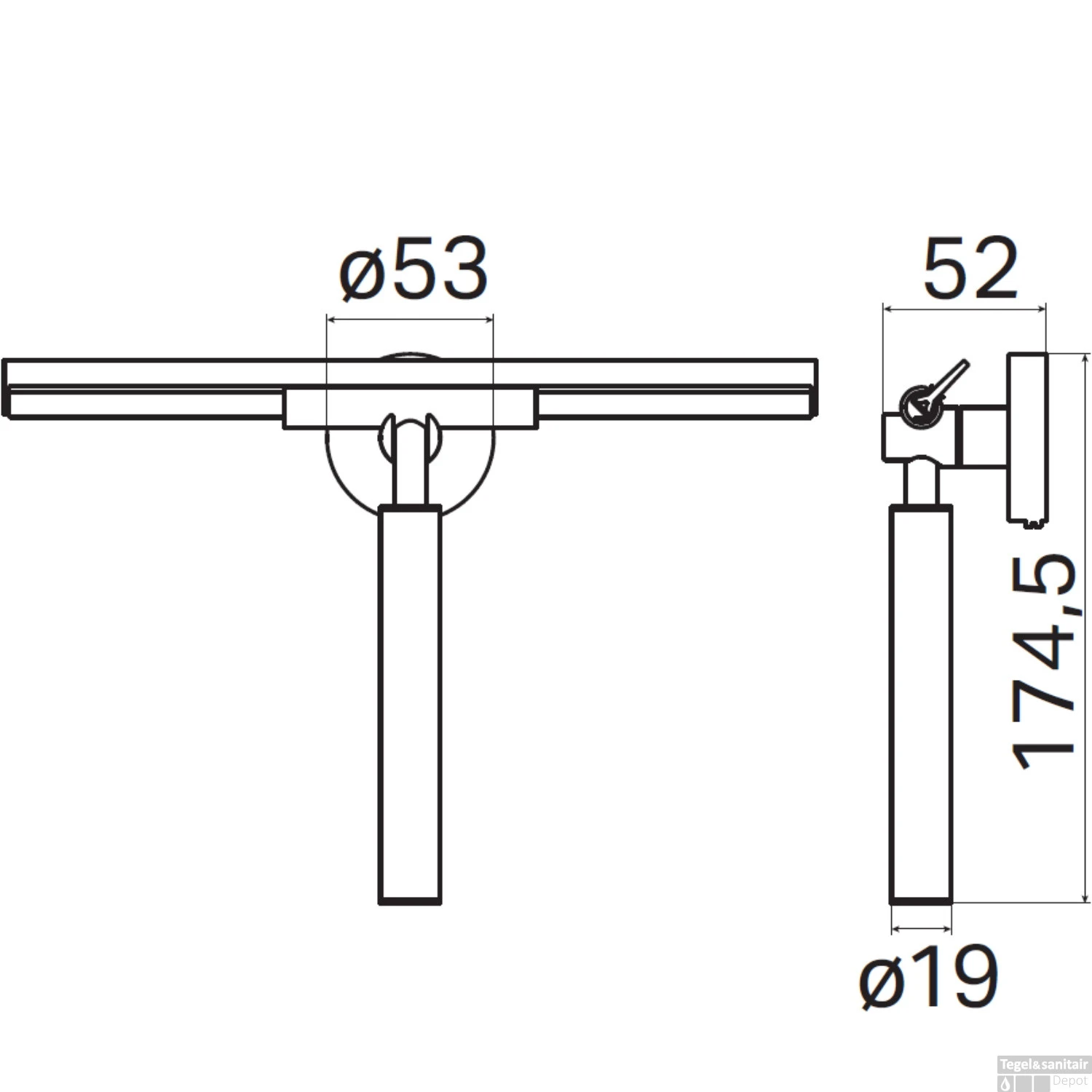 Douchewisser Haceka Kosmos Met Haak Mat Zwart 4 Douchewisser Haceka Kosmos Met Haak Mat Zwart - Afbeelding 2