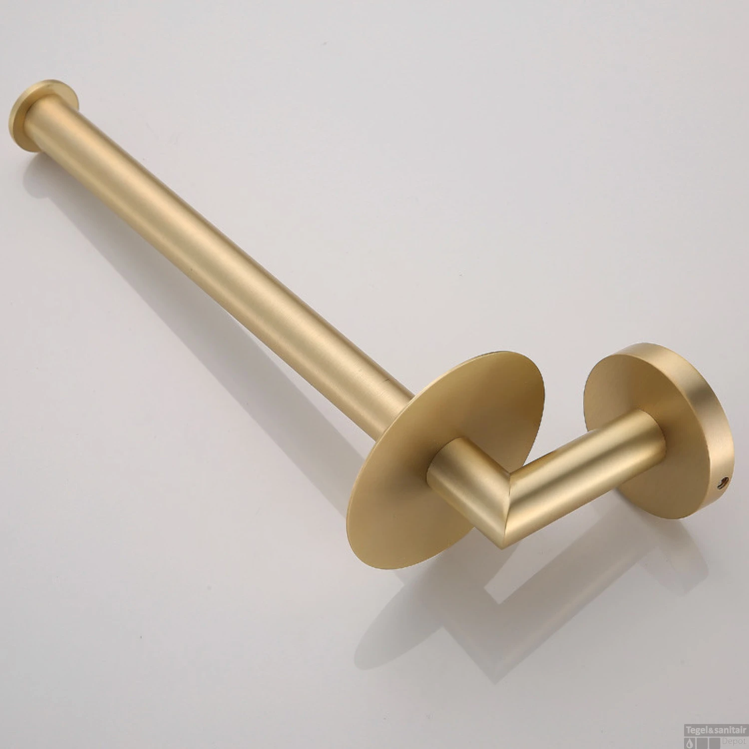 Dubbele Reserverolhouder Boss & Wessing Brass Geborsteld Messing Mat Goud 4 Dubbele Reserverolhouder Boss & Wessing Brass Geborsteld Messing Mat Goud - Afbeelding 2