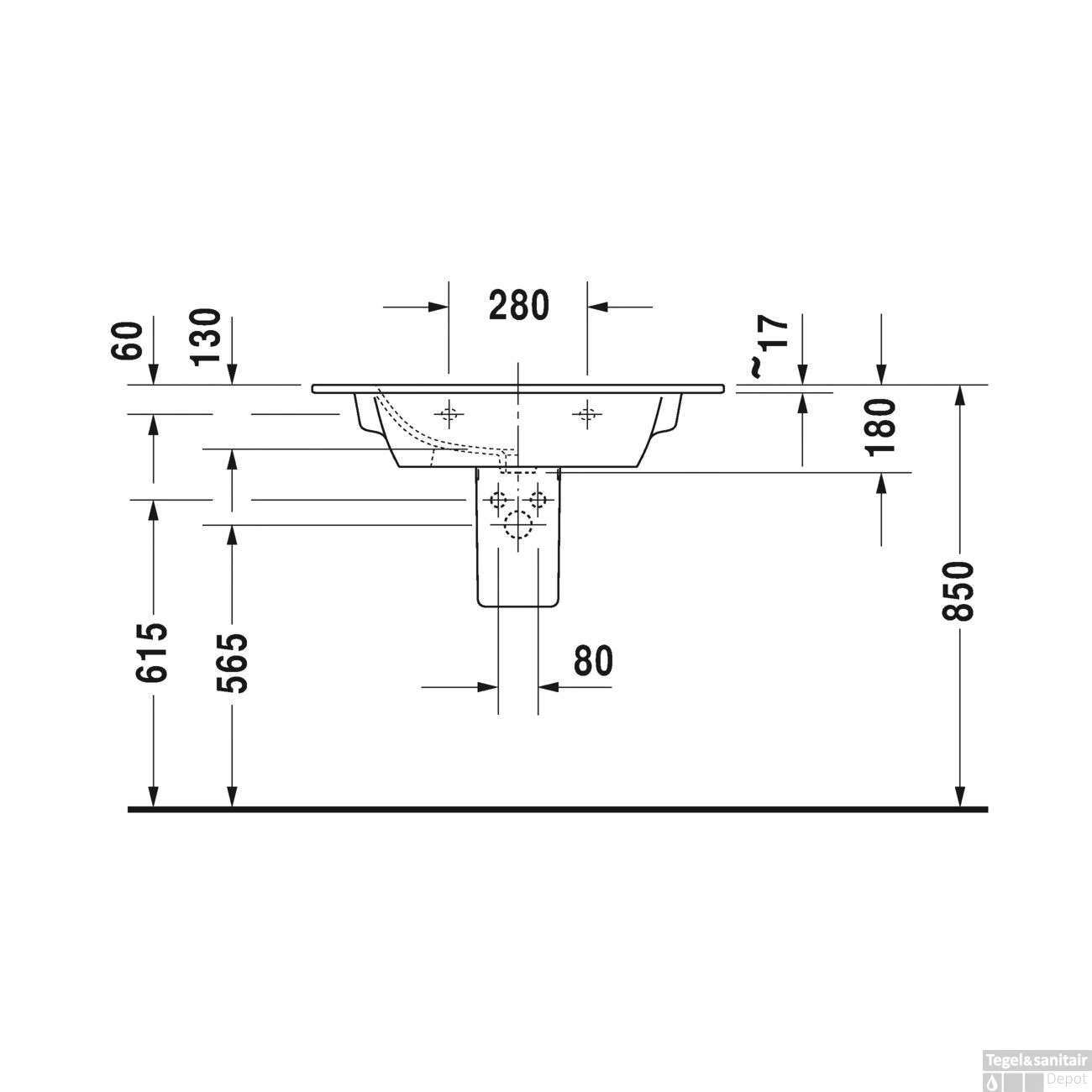 Duravit ME By Starck Meubelwastafel 83x49x18 Cm Keramiek Glanzend Wit 6 Duravit ME By Starck Meubelwastafel 83x49x18 Cm Keramiek Glanzend Wit - Afbeelding 4