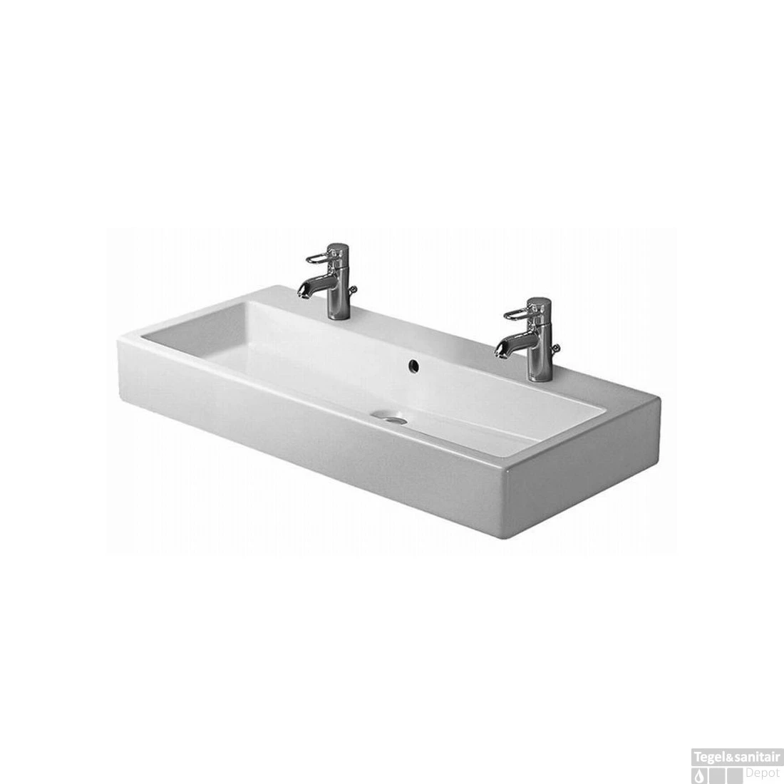 Duravit Vero Meubelwastafel 2 Kraangaten Wondergliss 100x47x17.5 Cm Rechthoek Keramiek Glanzend Wit 3 Duravit Vero Meubelwastafel 2 Kraangaten Wondergliss 100x47x17.5 Cm Rechthoek Keramiek Glanzend Wit