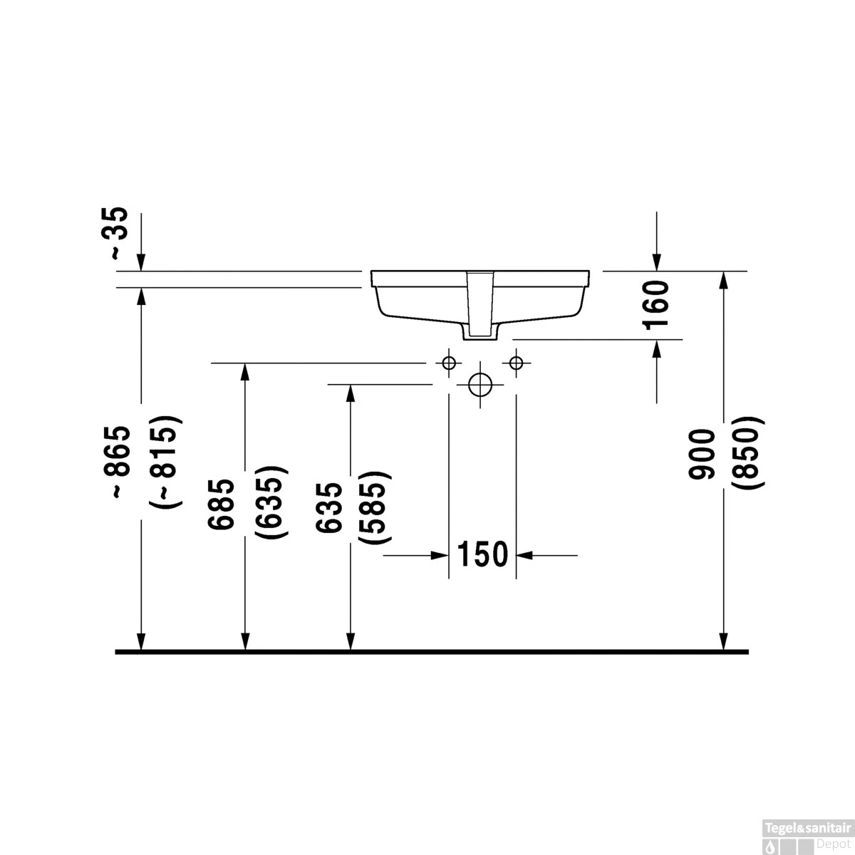 Duravit Vero Onderbouw Wastafel 48.5x31.5x16 Cm Keramiek Glanzend Wit 4 Duravit Vero Onderbouw Wastafel 48.5x31.5x16 Cm Keramiek Glanzend Wit - Afbeelding 2