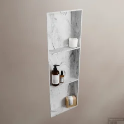 MONDIAZ EASY Nis 89,5x29,5cm In Solid Surface Kleur Glace. 3 Vakken Geschikt Voor In- Of Opbouw -Goedkope Stijl Baden Winkel easy nis i glace 00011 11313763858204