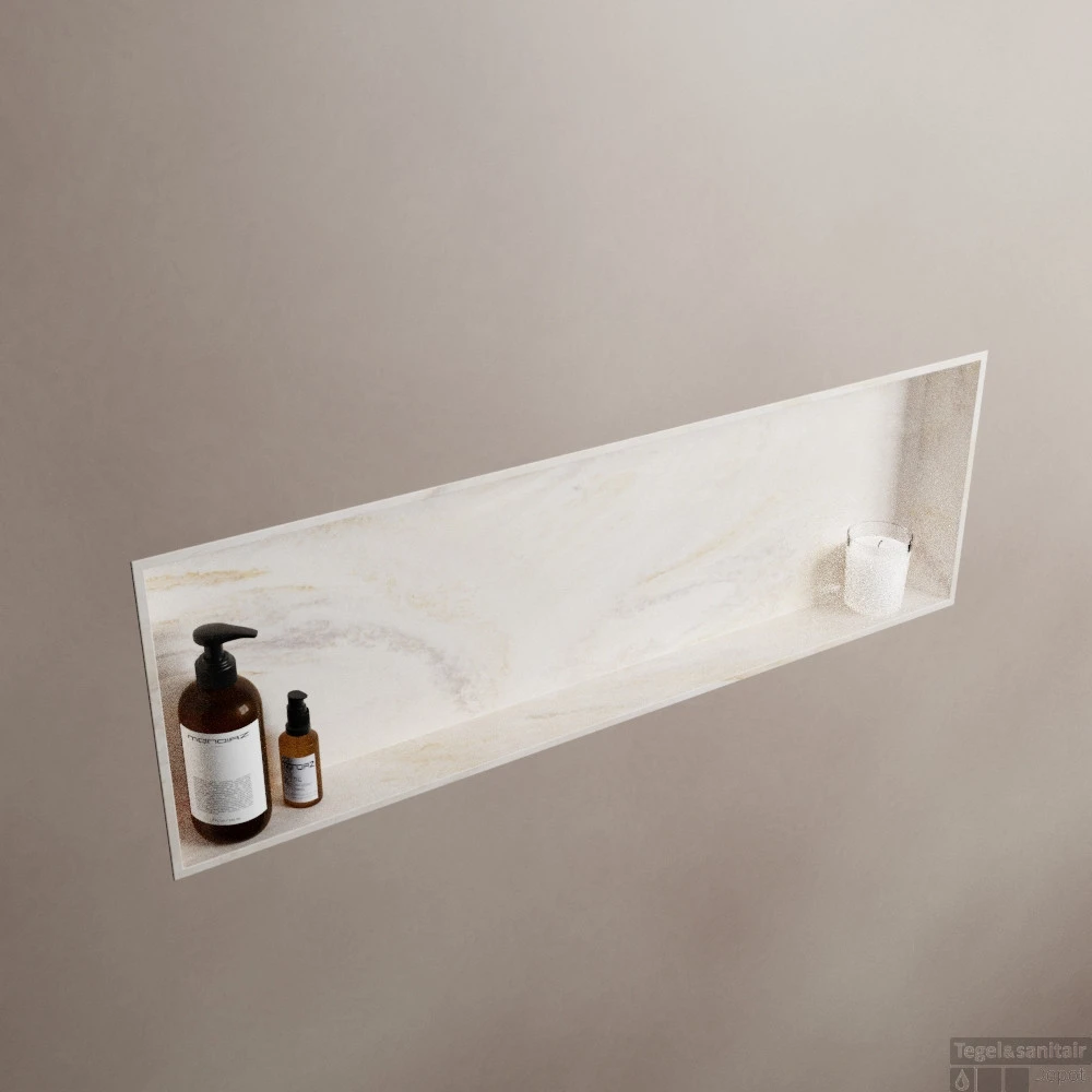 MONDIAZ EASY Nis 89,5x29,5cm In Solid Surface Kleur Ostra. 1 Vak Geschikt Voor In- Of Opbouw 5 MONDIAZ EASY Nis 89,5x29,5cm In Solid Surface Kleur Ostra. 1 Vak Geschikt Voor In- Of Opbouw - Afbeelding 3