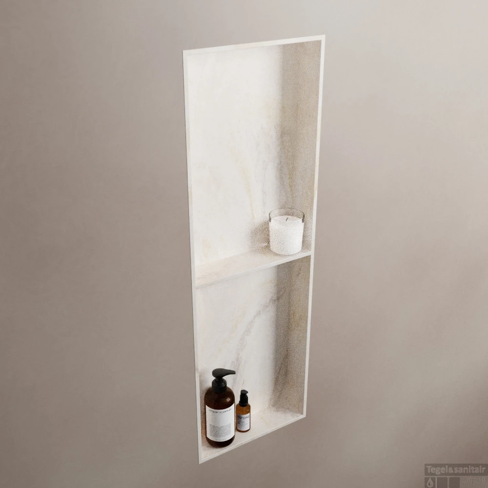 MONDIAZ EASY Nis 59,5x29,5cm In Solid Surface Kleur Ostra. 3 Vakken Geschikt Voor In- Of Opbouw 5 MONDIAZ EASY Nis 59,5x29,5cm In Solid Surface Kleur Ostra. 3 Vakken Geschikt Voor In- Of Opbouw - Afbeelding 3