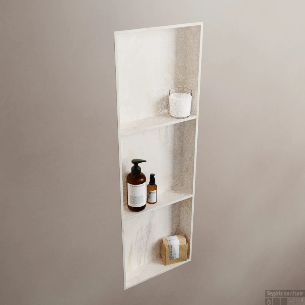 MONDIAZ EASY Nis 89,5x29,5cm In Solid Surface Kleur Ostra. 3 Vakken Geschikt Voor In- Of Opbouw 5 MONDIAZ EASY Nis 89,5x29,5cm In Solid Surface Kleur Ostra. 3 Vakken Geschikt Voor In- Of Opbouw - Afbeelding 3