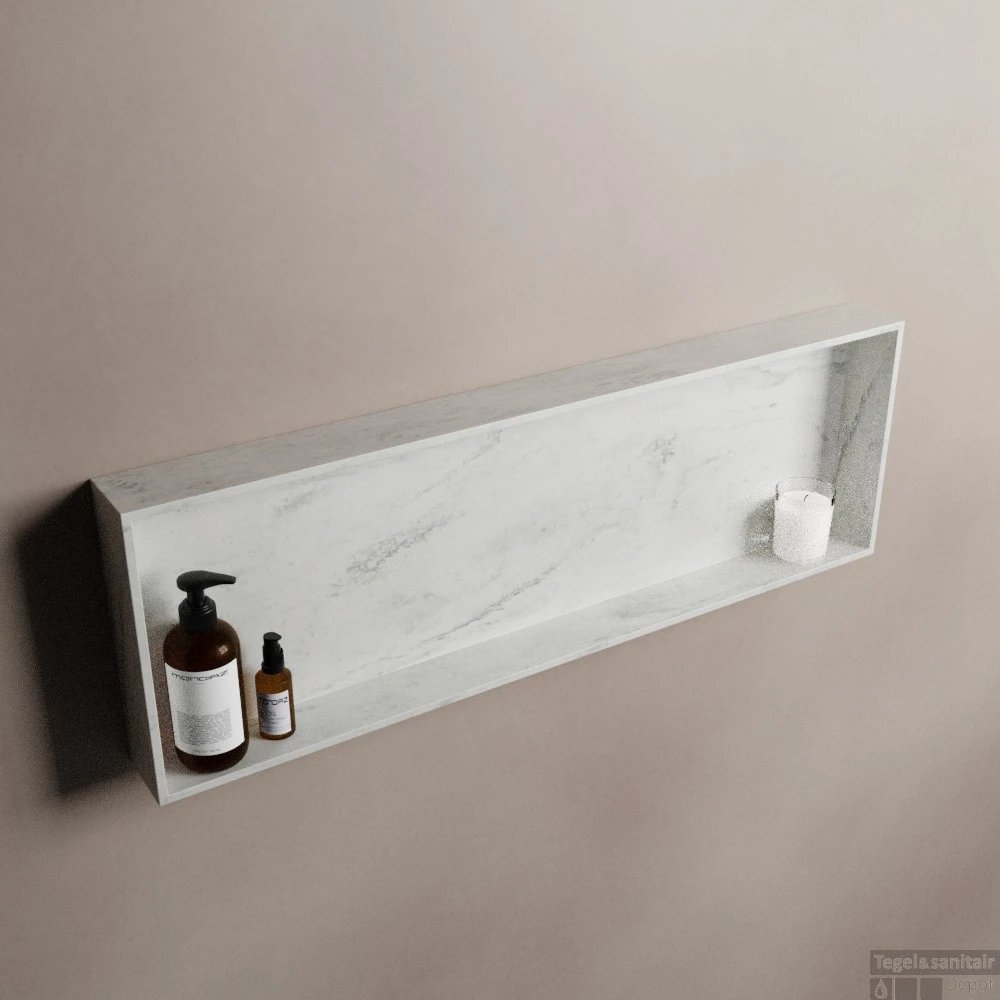 MONDIAZ EASY Nis 89,5x29,5cm In Solid Surface Kleur Opalo. 1 Vak Geschikt Voor In- Of Opbouw 4 MONDIAZ EASY Nis 89,5x29,5cm In Solid Surface Kleur Opalo. 1 Vak Geschikt Voor In- Of Opbouw - Afbeelding 2