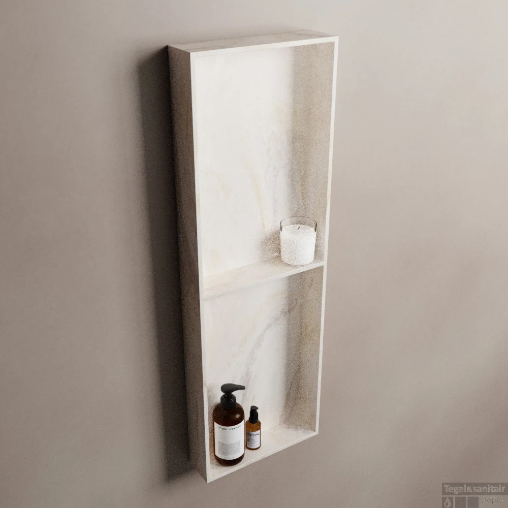 MONDIAZ EASY Nis 59,5x29,5cm In Solid Surface Kleur Ostra. 3 Vakken Geschikt Voor In- Of Opbouw 4 MONDIAZ EASY Nis 59,5x29,5cm In Solid Surface Kleur Ostra. 3 Vakken Geschikt Voor In- Of Opbouw - Afbeelding 2