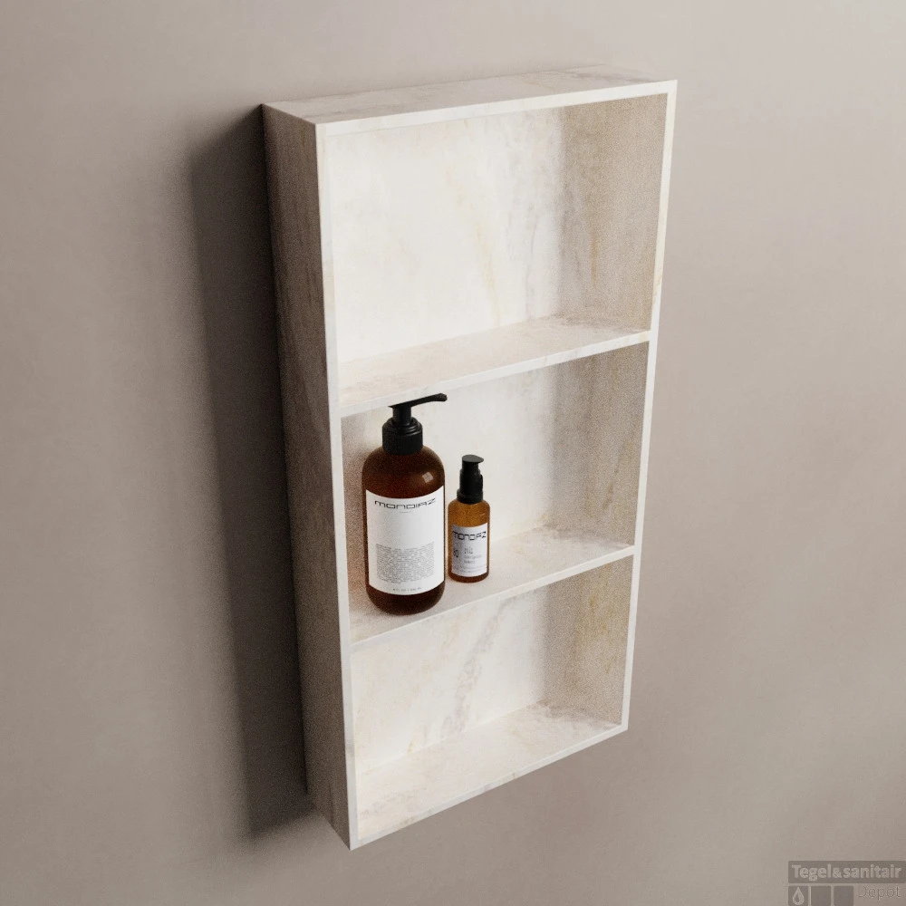 MONDIAZ EASY Nis 149,5x29,5cm In Solid Surface Kleur Ostra. 2 Vakken Geschikt Voor In- Of Opbouw 4 MONDIAZ EASY Nis 149,5x29,5cm In Solid Surface Kleur Ostra. 2 Vakken Geschikt Voor In- Of Opbouw - Afbeelding 2