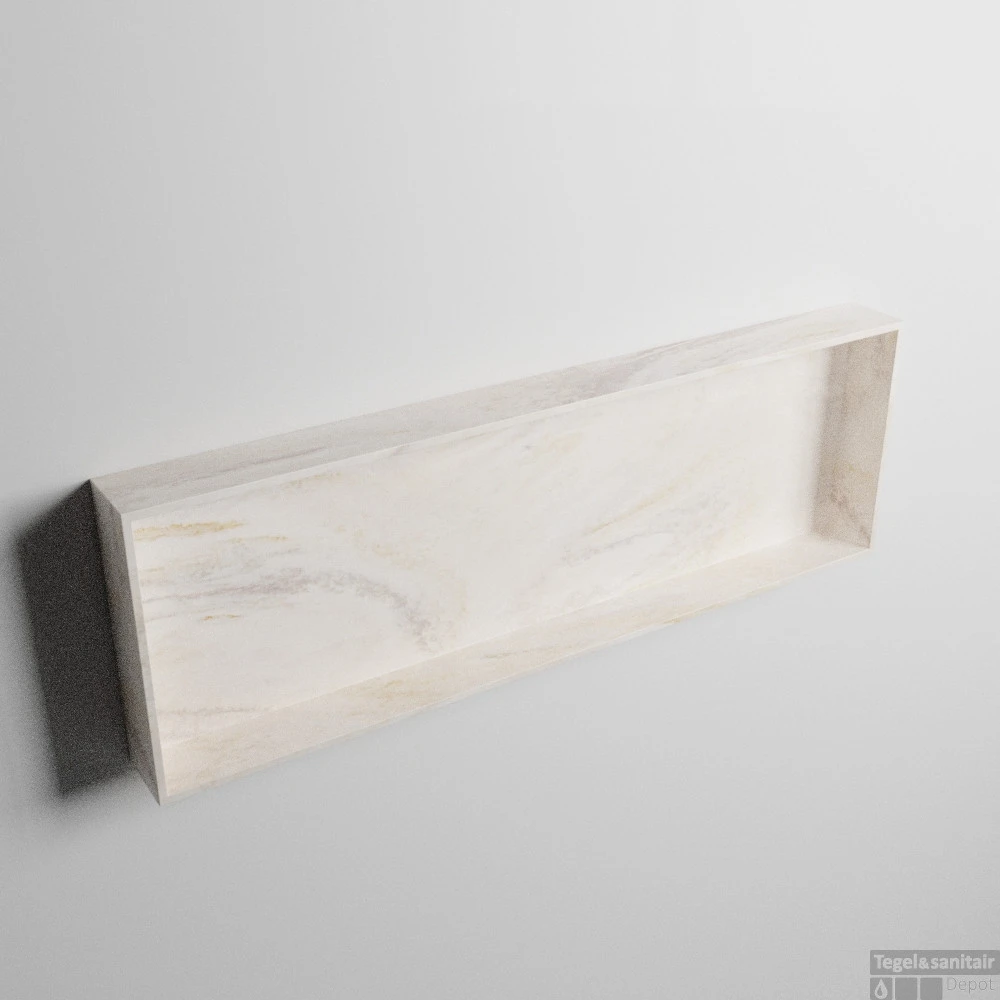 MONDIAZ EASY Nis 89,5x29,5cm In Solid Surface Kleur Ostra. 1 Vak Geschikt Voor In- Of Opbouw 3 MONDIAZ EASY Nis 89,5x29,5cm In Solid Surface Kleur Ostra. 1 Vak Geschikt Voor In- Of Opbouw