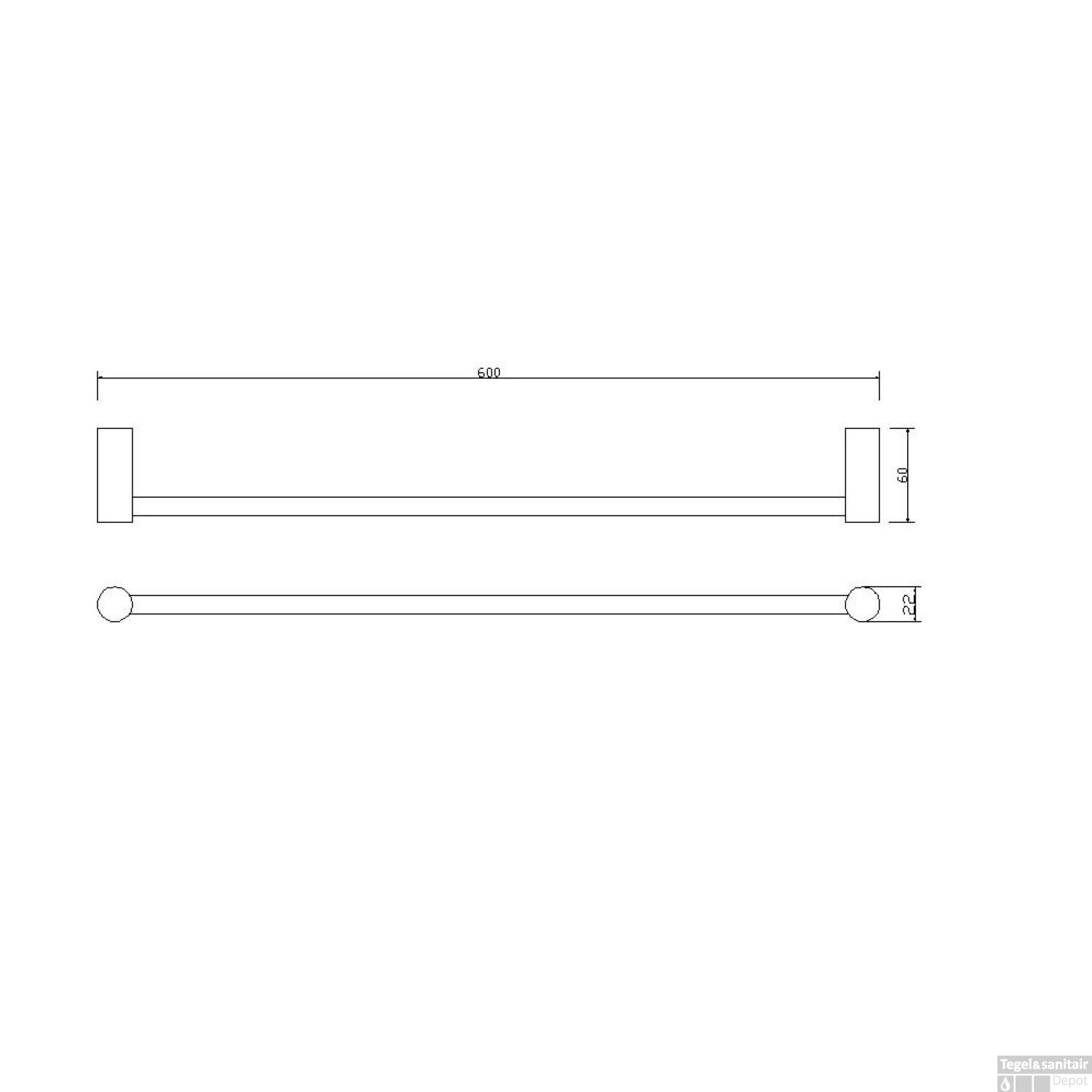 Enkele Handdoekrek Boss & Wessing Iron 60 Cm Gunmetal 4 Enkele Handdoekrek Boss & Wessing Iron 60 Cm Gunmetal - Afbeelding 2