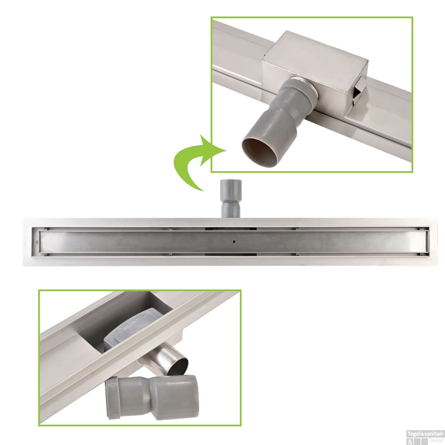 Mat Zwarte RVS Douchegoot Flens Met Uitneembaar Sifon 100x7cm 6,7cm Diep MAT ZWART ROOSTER 5 Mat Zwarte RVS Douchegoot Flens Met Uitneembaar Sifon 100x7cm 6,7cm Diep MAT ZWART ROOSTER - Afbeelding 3