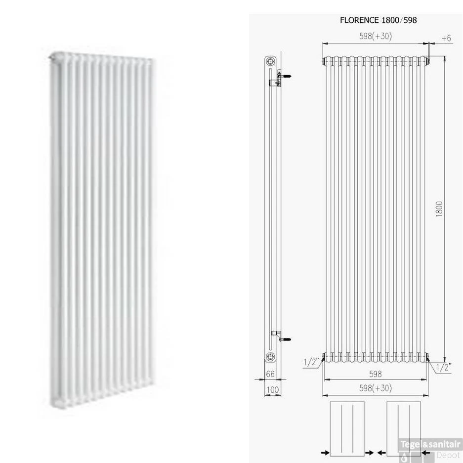 Designradiator Plieger Florence 1677 Watt Zijaansluiting 180x60 Cm Mat Wit 3 Designradiator Plieger Florence 1677 Watt Zijaansluiting 180x60 Cm Mat Wit
