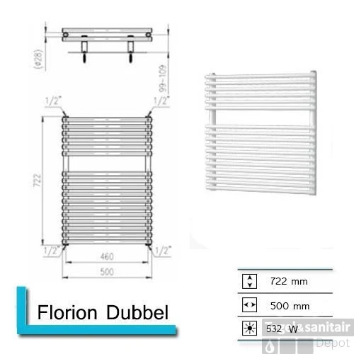 Handdoekradiator Florion Dubbel 722 X 500 Mm Donker Grijs 3 Handdoekradiator Florion Dubbel 722 X 500 Mm Donker Grijs