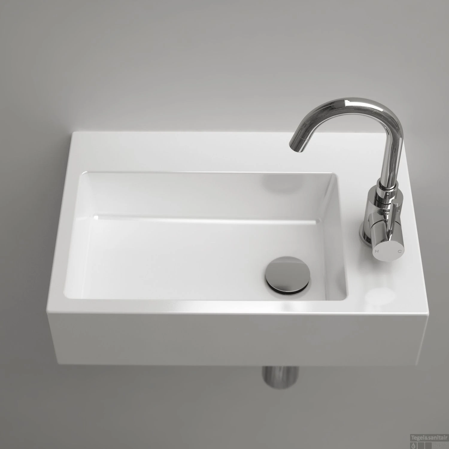 Fontein Clou Flush 2 36x24.5x9cm Keramiek Glans Wit (Zonder Kraangat) 7 Fontein Clou Flush 2 36x24.5x9cm Keramiek Glans Wit (Zonder Kraangat) - Afbeelding 5