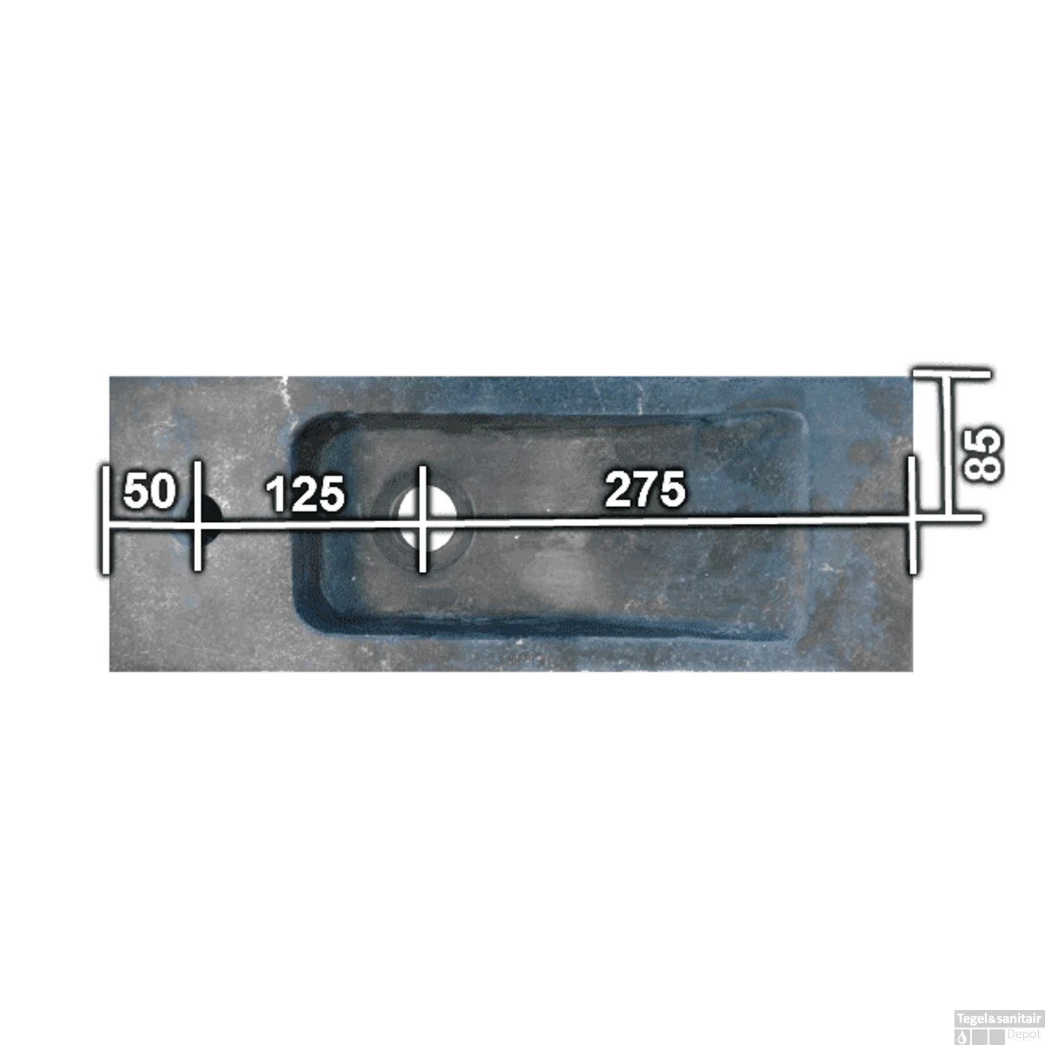 Natuursteen Fontein Slim 45x17x10cm (kraangat Links) 5 Natuursteen Fontein Slim 45x17x10cm (kraangat Links) - Afbeelding 3