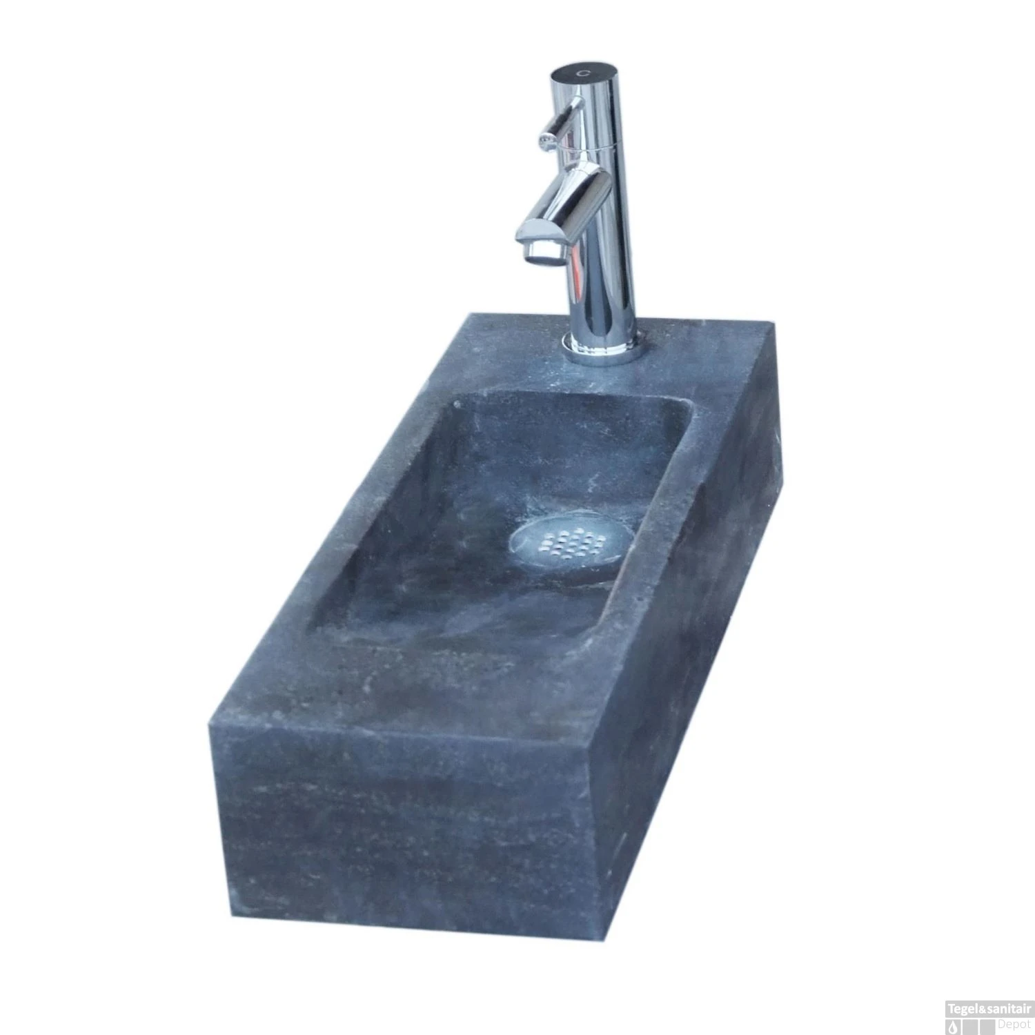 Natuursteen Fontein Slim 45x17x10cm (kraangat Links) 3 Natuursteen Fontein Slim 45x17x10cm (kraangat Links)