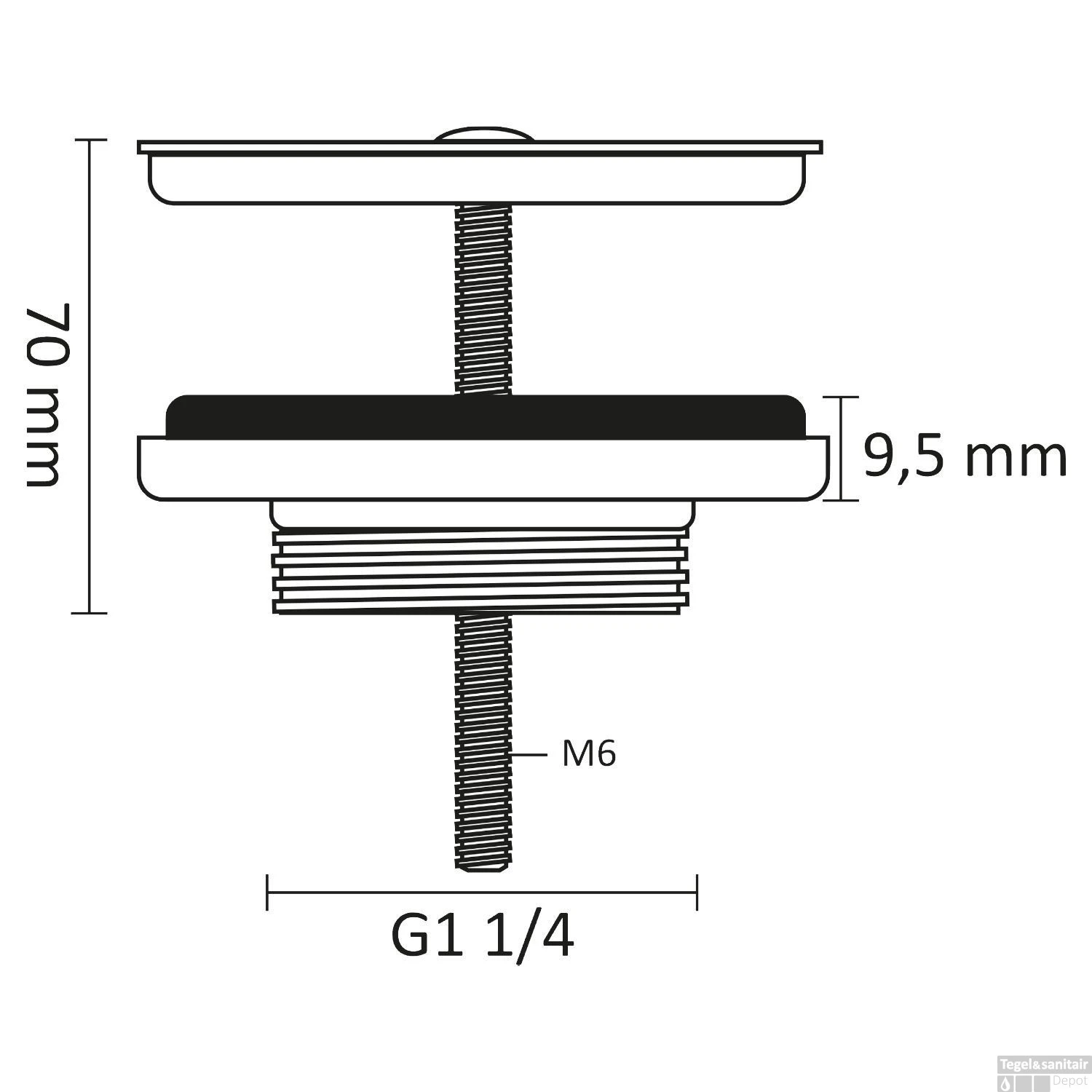 Fontein Afvoerplug Differnz Mix Gunmetal 4 Fontein Afvoerplug Differnz Mix Gunmetal - Afbeelding 2