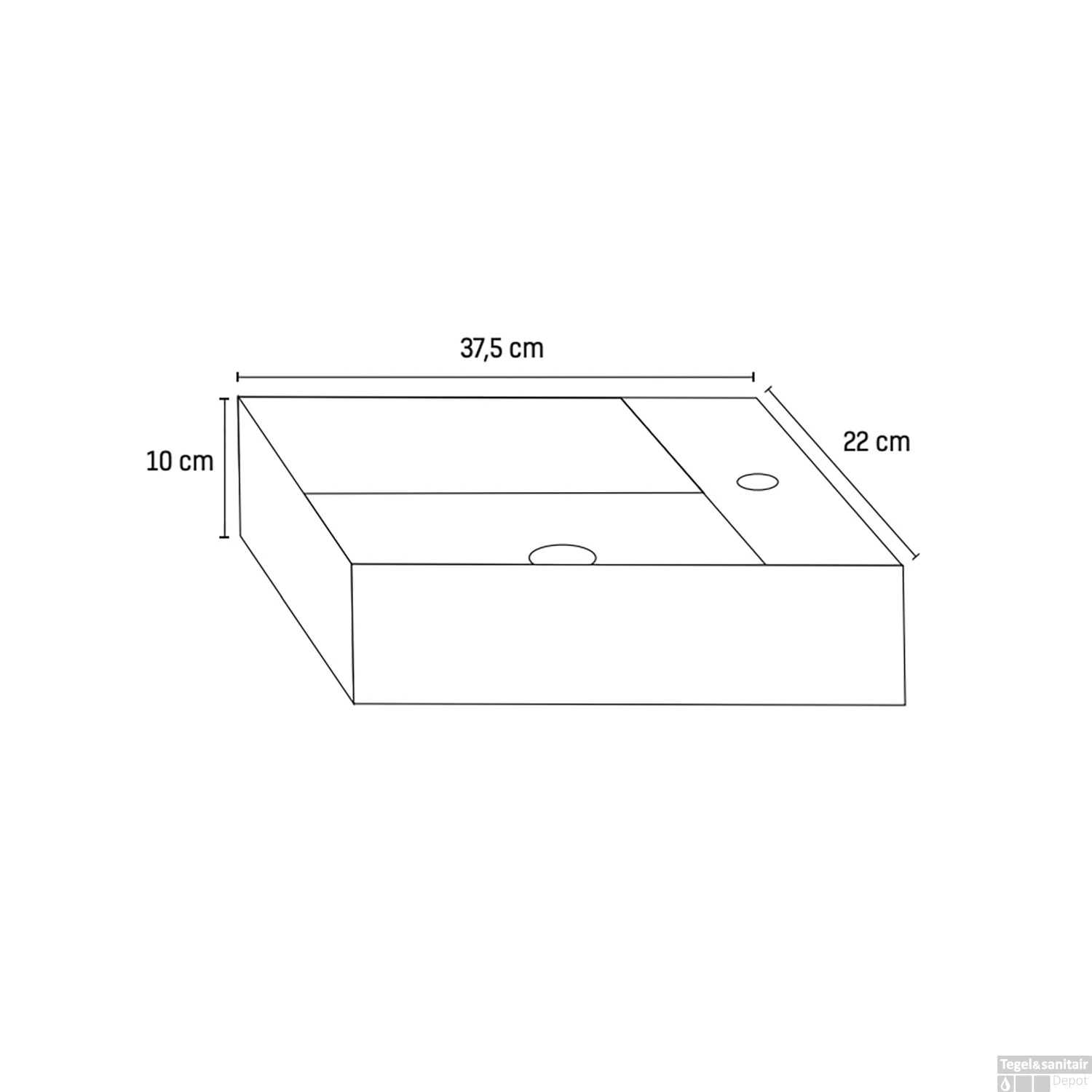 Fontein Boss & Wessing Mini 37.5x22x10 Cm Mat Zwart (kraangat Rechts) - Afbeelding 4