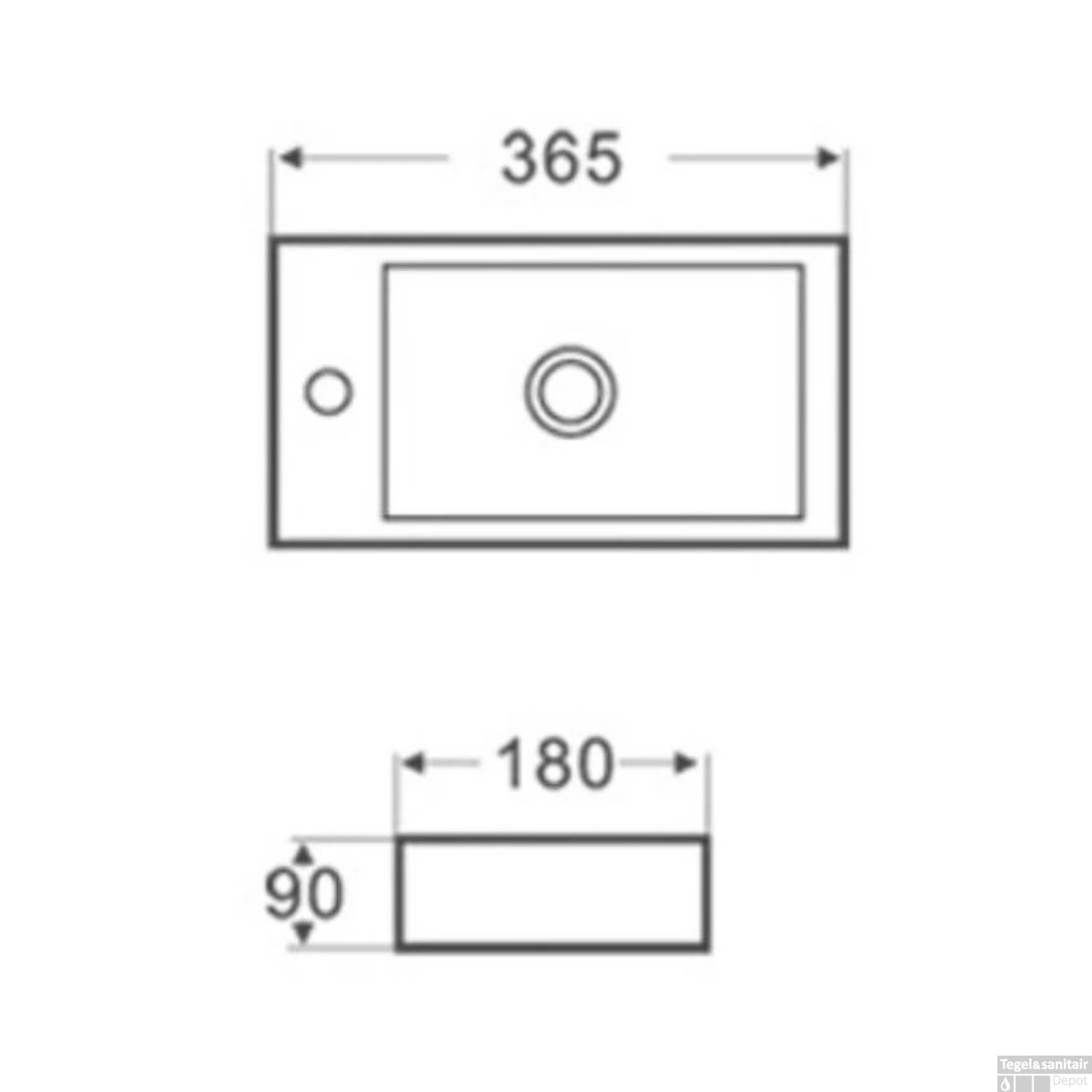 Fontein Boss & Wessing Rinka 36,5x18x9 Cm Kraangat Links Mat Wit 4 Fontein Boss & Wessing Rinka 36,5x18x9 Cm Kraangat Links Mat Wit - Afbeelding 2