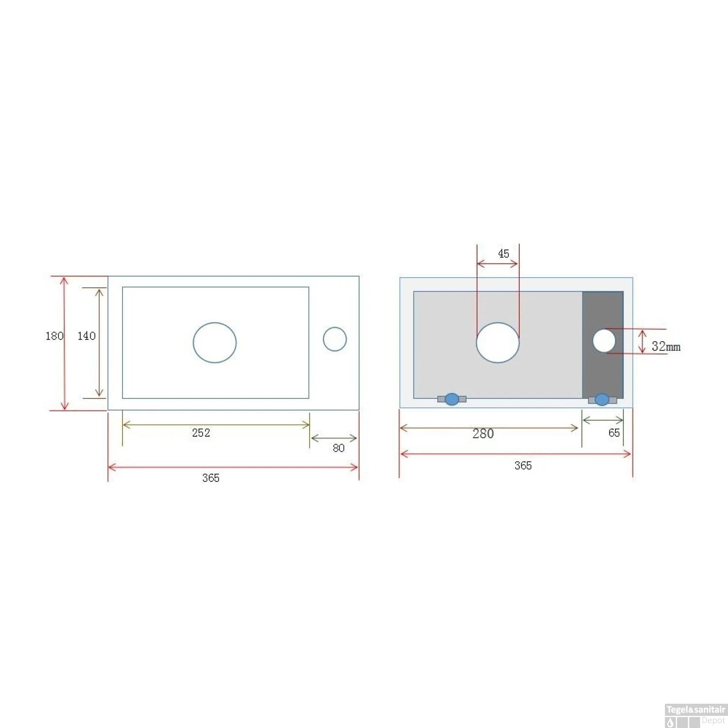 Fontein Boss & Wessing Rinka 36x18x9 Cm Kraangat Links Quartz 4 Fontein Boss & Wessing Rinka 36x18x9 Cm Kraangat Links Quartz - Afbeelding 2