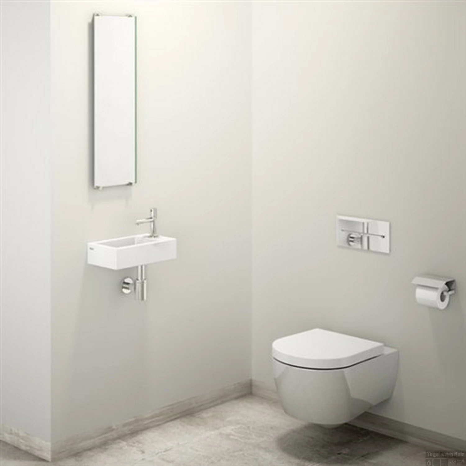 Fontein Clou Flush 3 36x18x9cm Keramiek Glans Wit (Met Kraangat Rechts) - Afbeelding 4