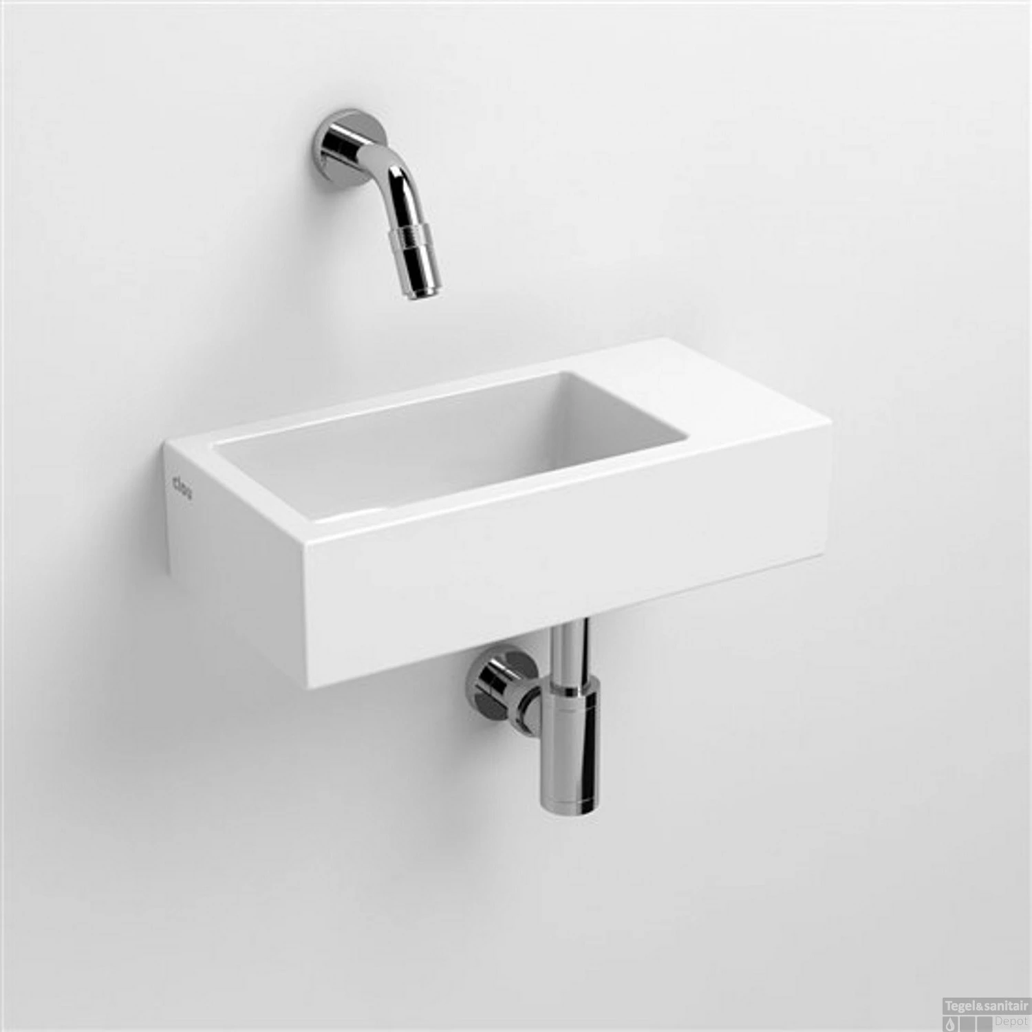 Fontein Clou Flush 3 36x18x9cm Rechts Keramiek Glans Wit (Zonder Kraangat) 3 Fontein Clou Flush 3 36x18x9cm Rechts Keramiek Glans Wit (Zonder Kraangat)