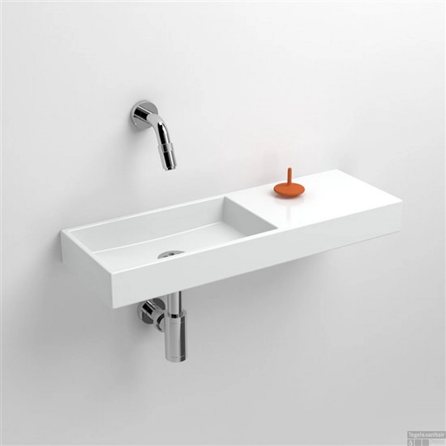 Fontein Clou Mini Wash Me 56x19x6cm Rechts Keramiek Glans Wit (Zonder Kraangat)