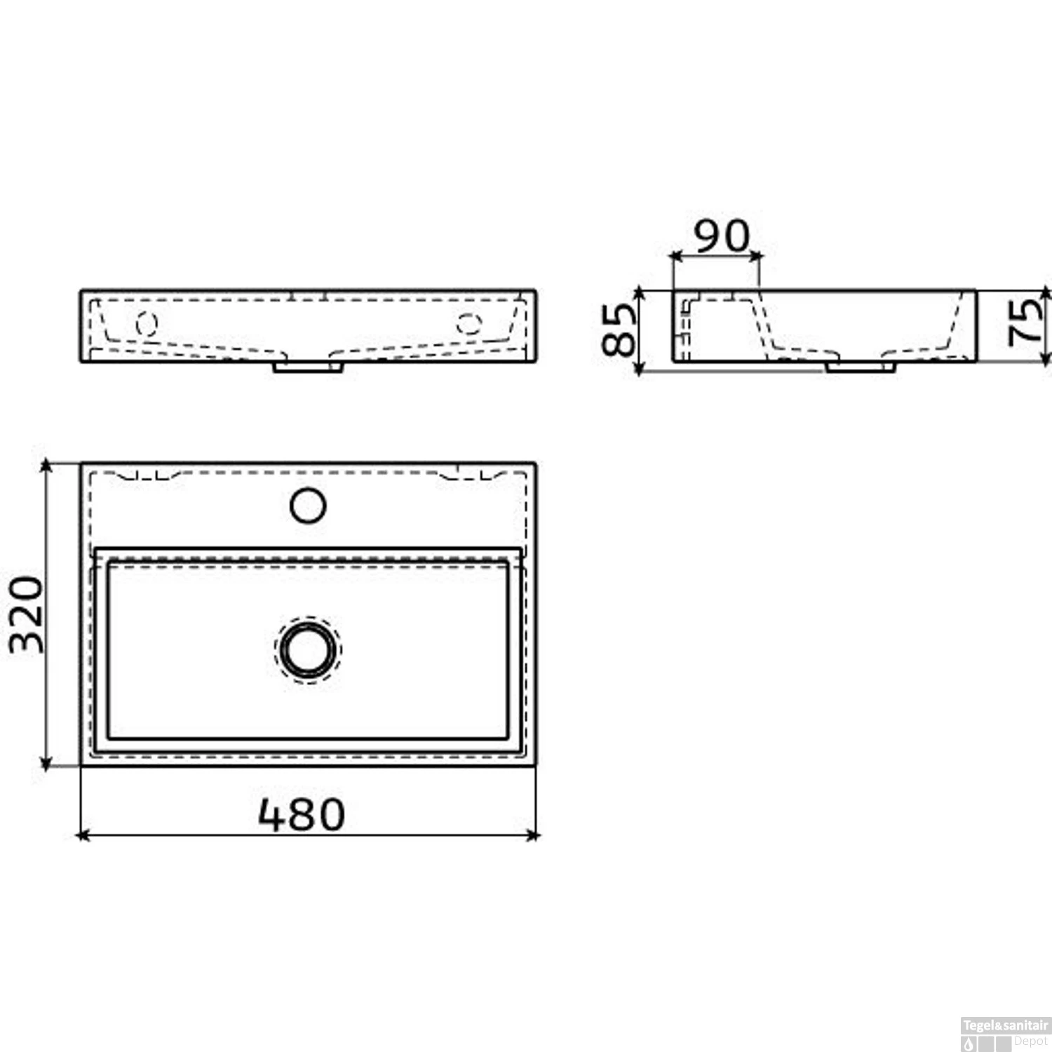 Fontein Clou Mini Wash Me Plus 48x32x7.5cm Keramiek Glans Wit (Met Kraangat) 4 Fontein Clou Mini Wash Me Plus 48x32x7.5cm Keramiek Glans Wit (Met Kraangat) - Afbeelding 2