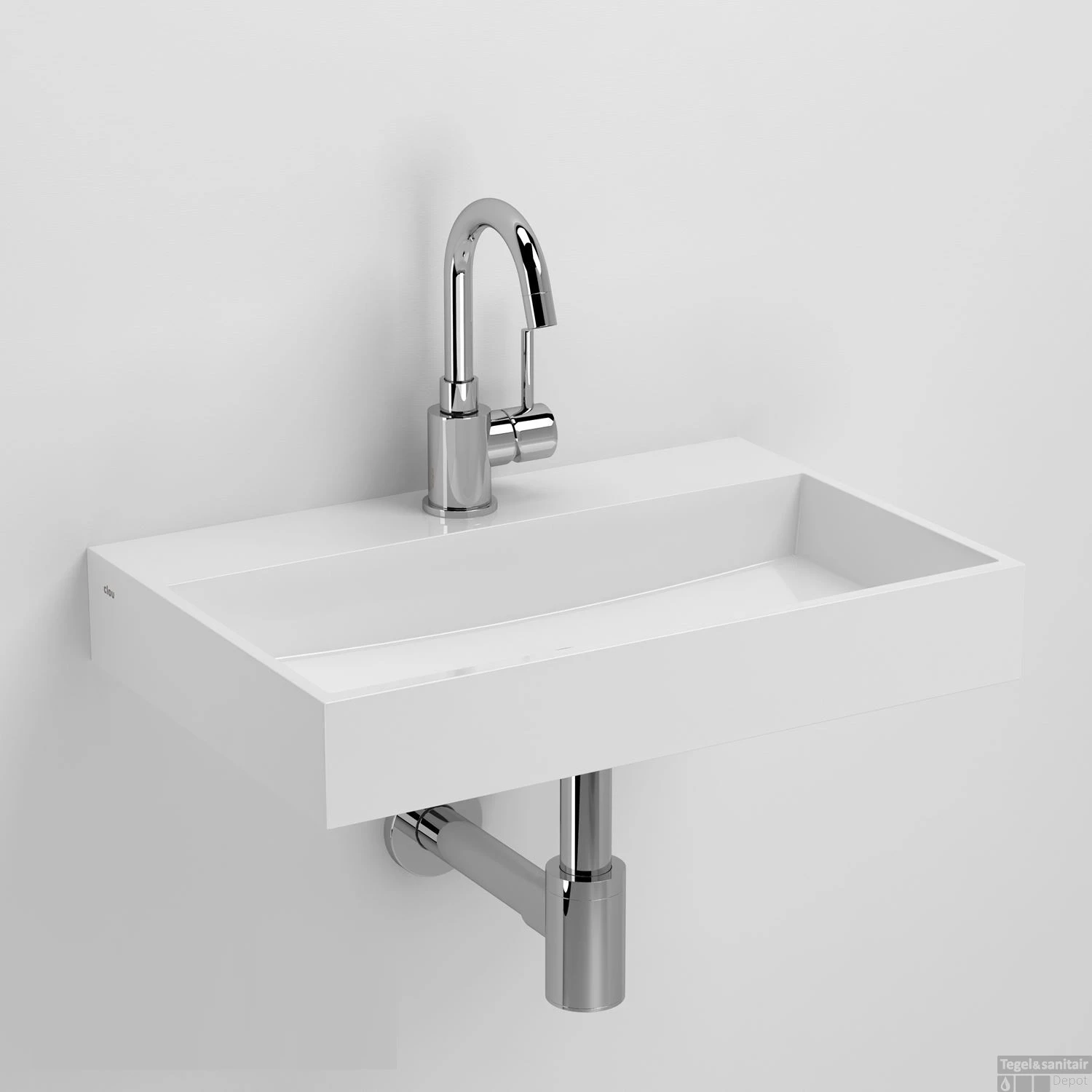 Fontein Clou Mini Wash Me Plus 48x32x7.5cm Mirenaal Marmer Glans Wit (Met Voorbewerkt Kraangat) 3 Fontein Clou Mini Wash Me Plus 48x32x7.5cm Mirenaal Marmer Glans Wit (Met Voorbewerkt Kraangat)