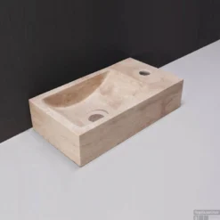 Fontein Forzalaqua Venentia Travertin Gezoet Met Kraangat Rechts 40x22x10 Cm