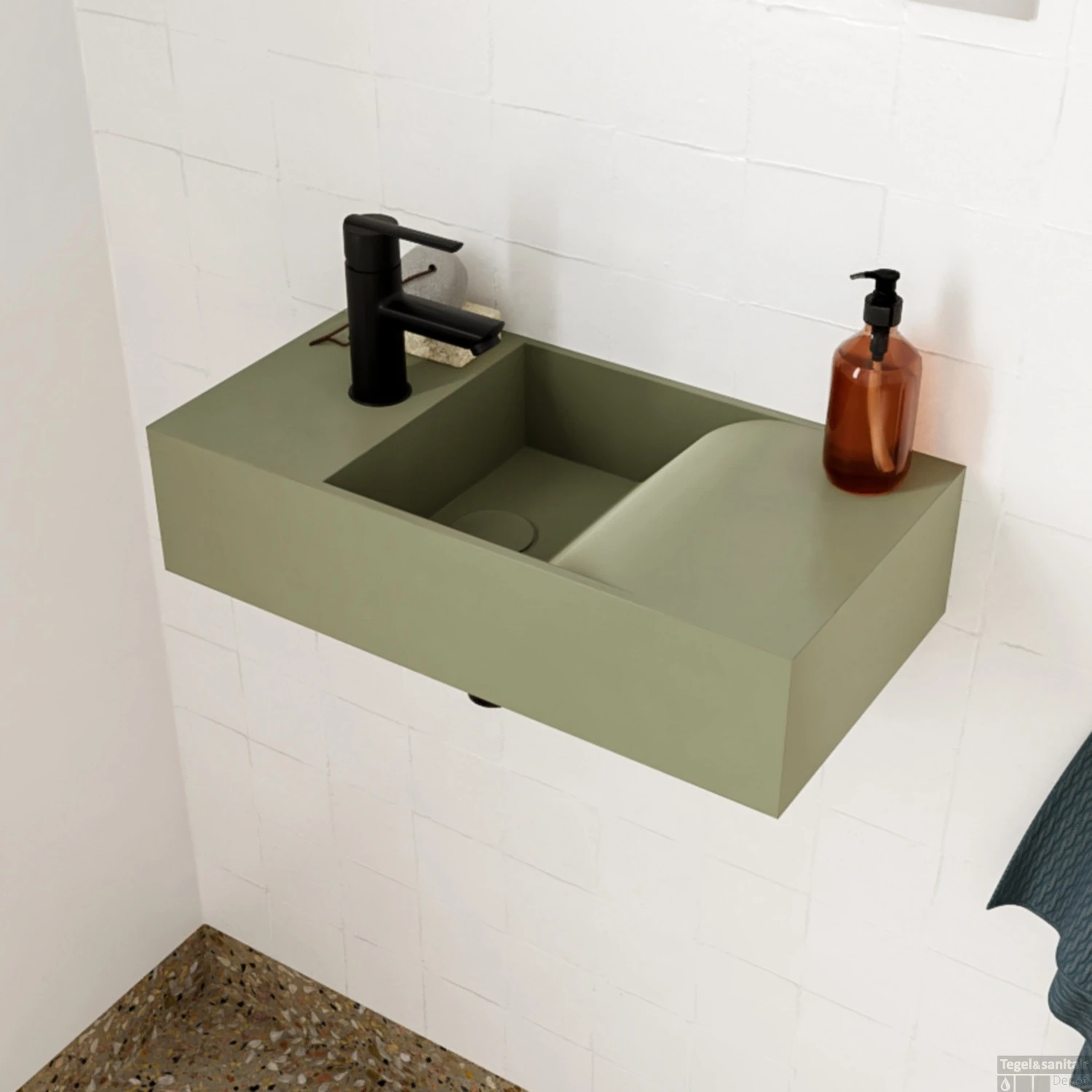 Fontein Salenzi Arro 50x26 Cm Mat Legergroen Links 3 Fontein Salenzi Arro 50x26 Cm Mat Legergroen Links