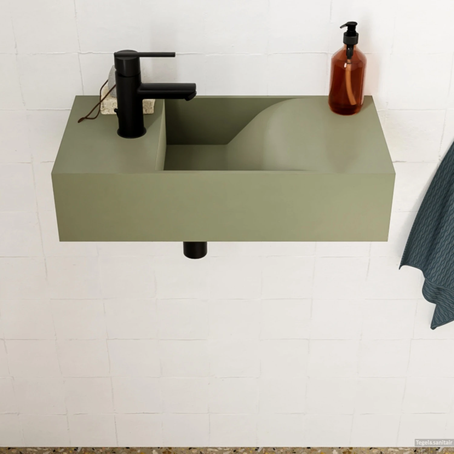 Fontein Salenzi Arro 50x26 Cm Mat Legergroen Links 4 Fontein Salenzi Arro 50x26 Cm Mat Legergroen Links - Afbeelding 2