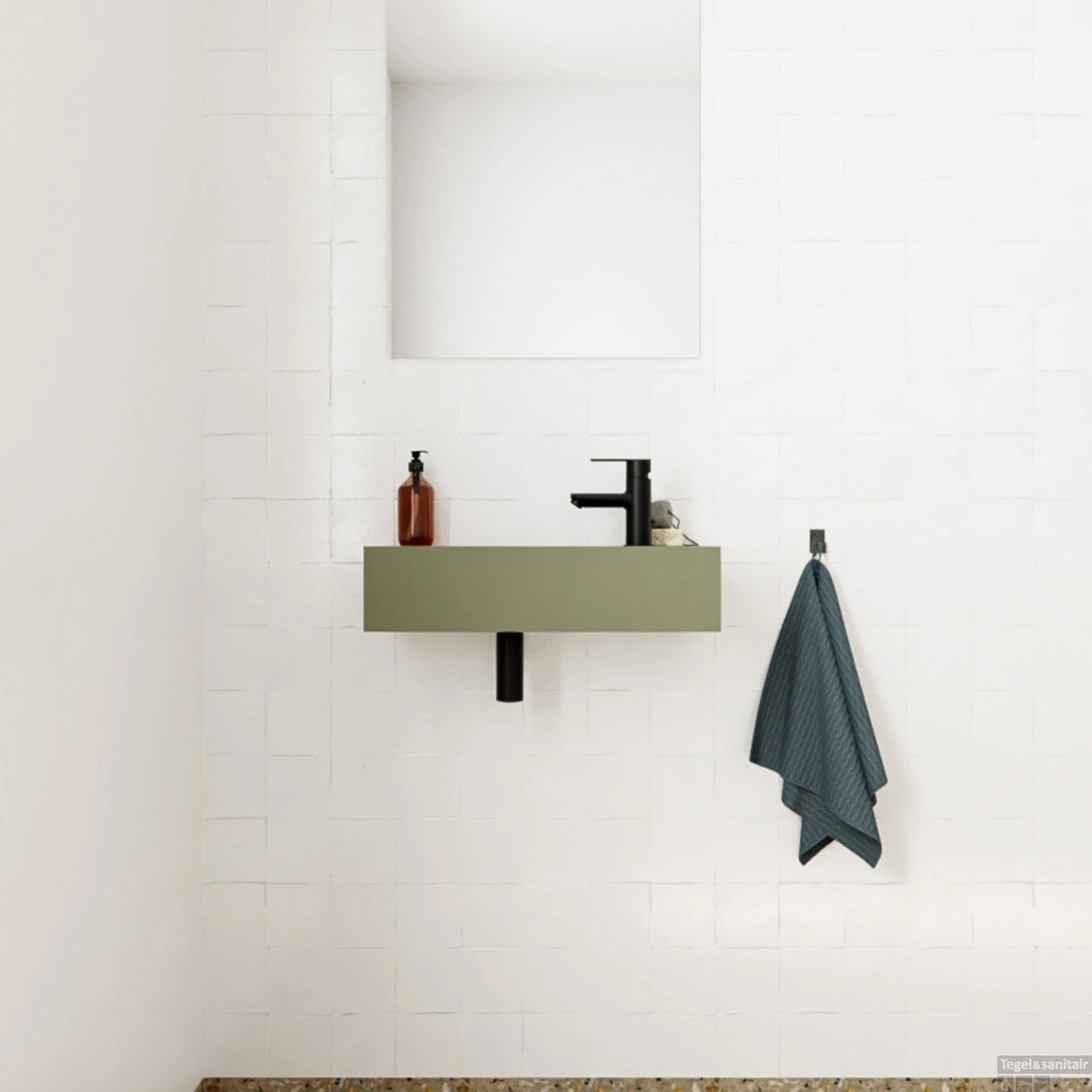 Fontein Salenzi Arro 50x26 Cm Mat Legergroen Rechts 5 Fontein Salenzi Arro 50x26 Cm Mat Legergroen Rechts - Afbeelding 3