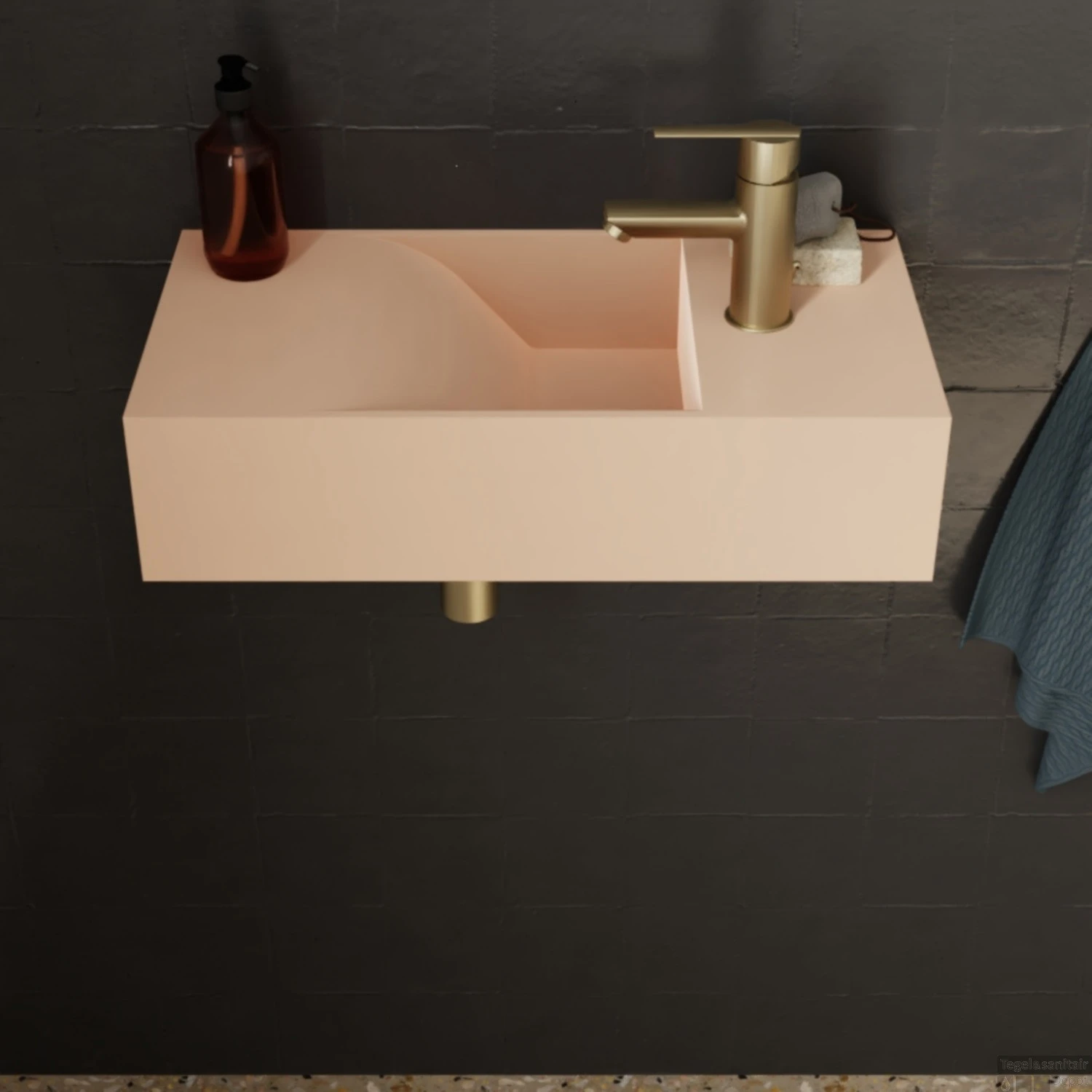 Fontein Salenzi Arro 50x26 Cm Mat Roze Rechts 4 Fontein Salenzi Arro 50x26 Cm Mat Roze Rechts - Afbeelding 2