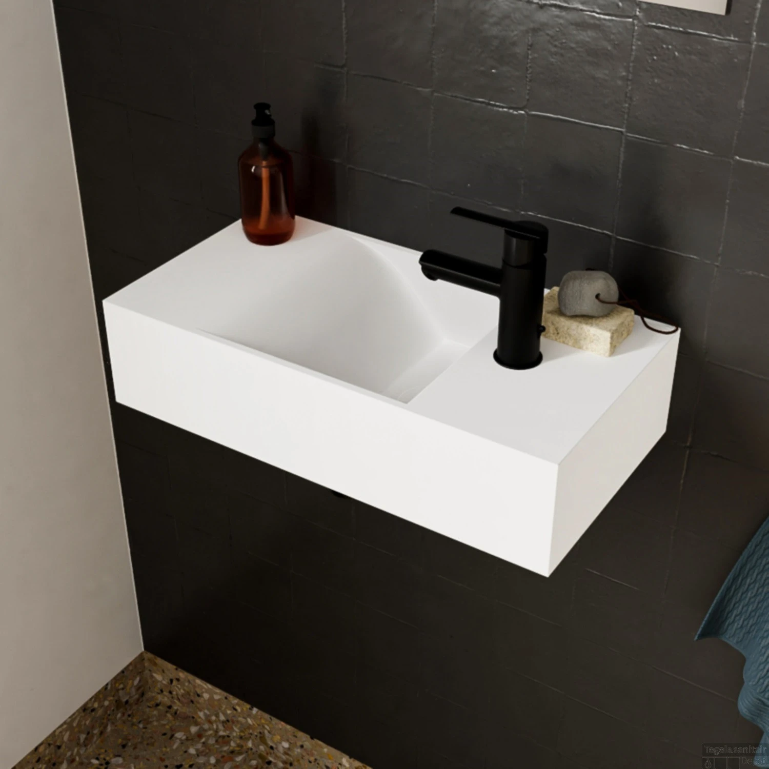 Fontein Salenzi Arro 50x26 Cm Mat Wit Rechts 3 Fontein Salenzi Arro 50x26 Cm Mat Wit Rechts