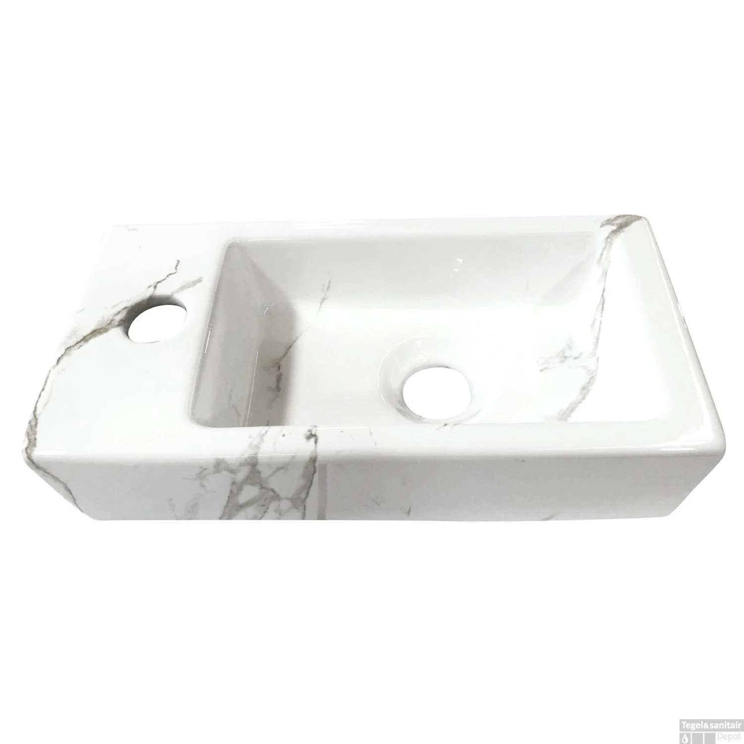 Fontein Wiesbaden Mini-Rhea Links 360x180x90 Keramiek Carrara 5 Fontein Wiesbaden Mini-Rhea Links 360x180x90 Keramiek Carrara - Afbeelding 3