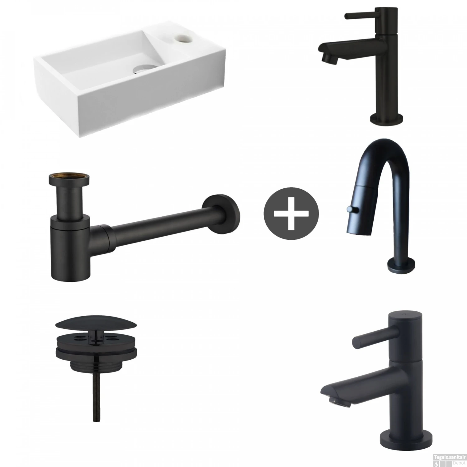 Fonteinpack Solid Surface Rechts Mat Wit 40x22x10 Cm (Keuze Uit 4 Zwarte Kranen) 3 Fonteinpack Solid Surface Rechts Mat Wit 40x22x10 Cm (Keuze Uit 4 Zwarte Kranen)