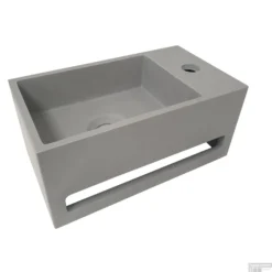 Fonteinset Boss & Wessing Solid Surface Met Handdoekhouder Rechts Betonlook Grijs (inclusief Kraan, Afvoer En Sifon) -Goedkope Stijl Baden Winkel fonteingrijsrechts