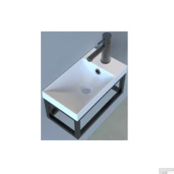 Fonteinset Industrieel BWS Frame Hangend 40 Cm Mat Zwart Aluminium Mat Wit (exclusief Kraan En Afvoer) -Goedkope Stijl Baden Winkel fonteinkast boss wessing industrieel 40 shop