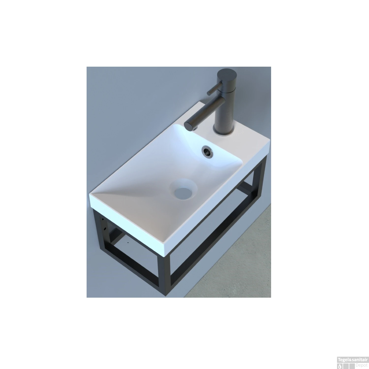 Fonteinset Industrieel BWS Frame Hangend 40 Cm Mat Zwart Aluminium Glans Wit (exclusief Kraan En Afvoer) 11 Fonteinset Industrieel BWS Frame Hangend 40 Cm Mat Zwart Aluminium Glans Wit (exclusief Kraan En Afvoer) - Afbeelding 9