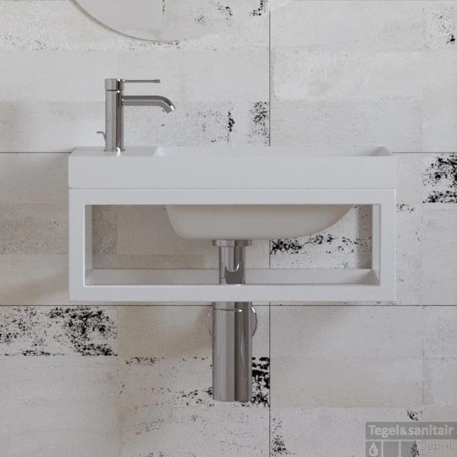 Fonteinset Boss & Wessing Paris 40x22 Cm Met Glans Wit Fontein Mat Wit - Afbeelding 2