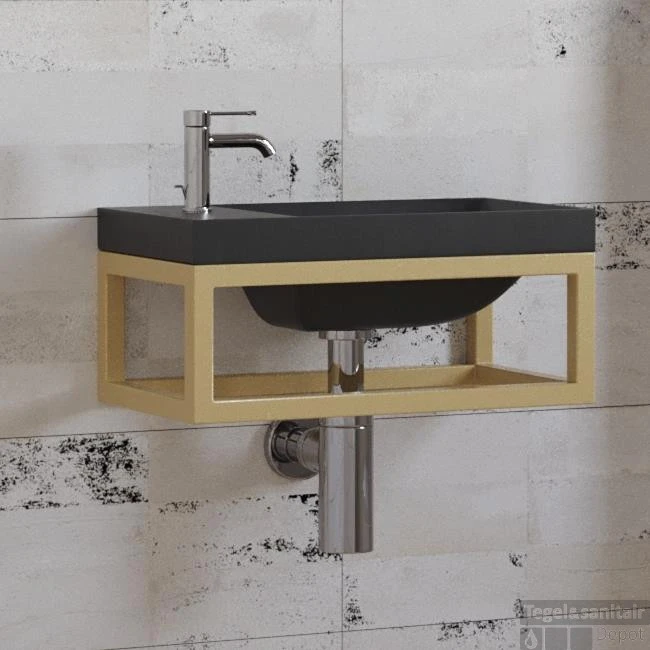 Fonteinset Boss & Wessing Paris 40x22 Cm Met Mat Zwart Fontein Mat Goud