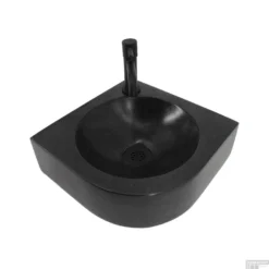 Fonteinset Boss & Wessing Viktor Natuursteen Eénhendelkraan En Sifon 30x30x10 Cm Mat Zwart